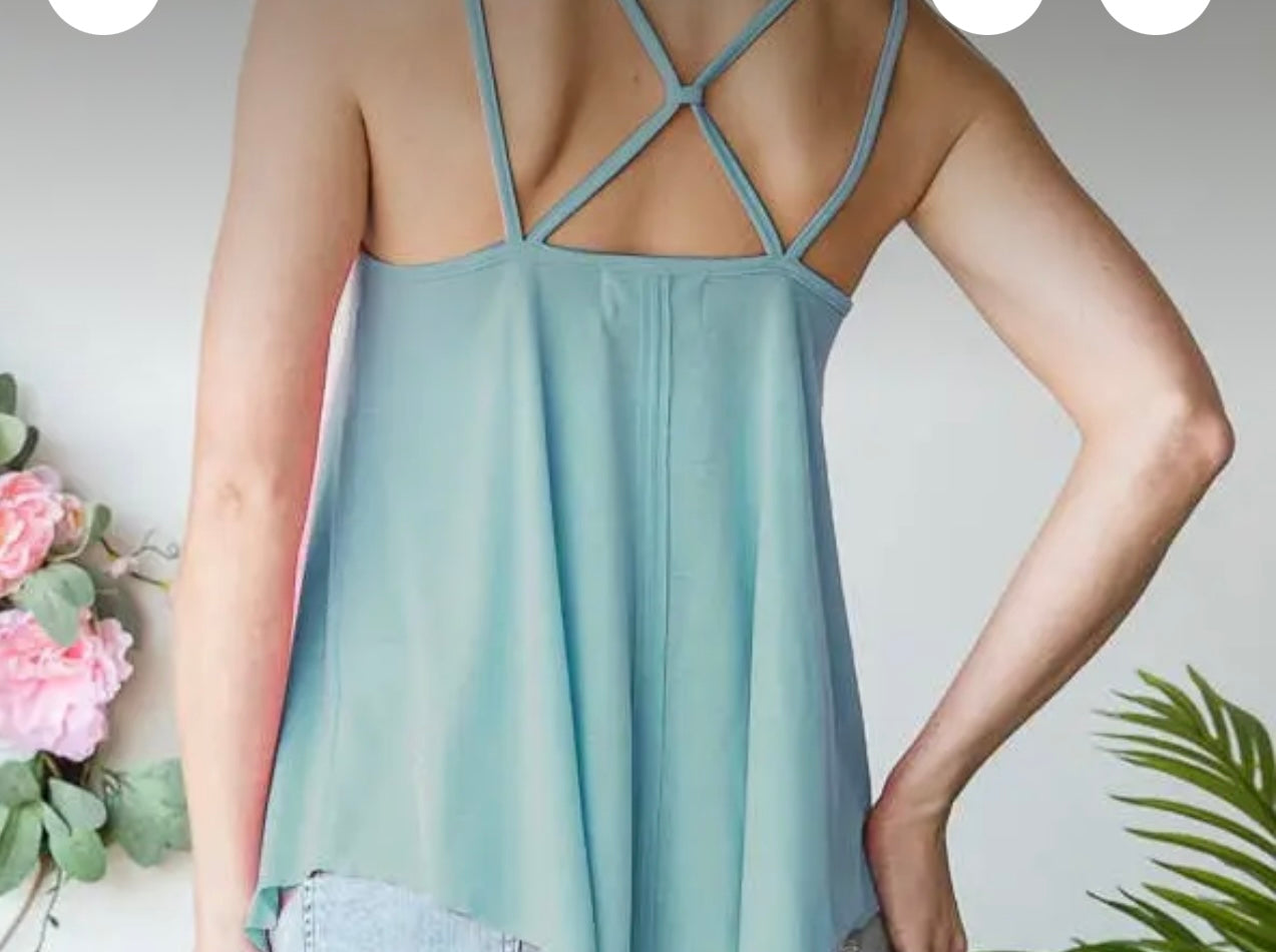 Mint Criss Cross Tank Top