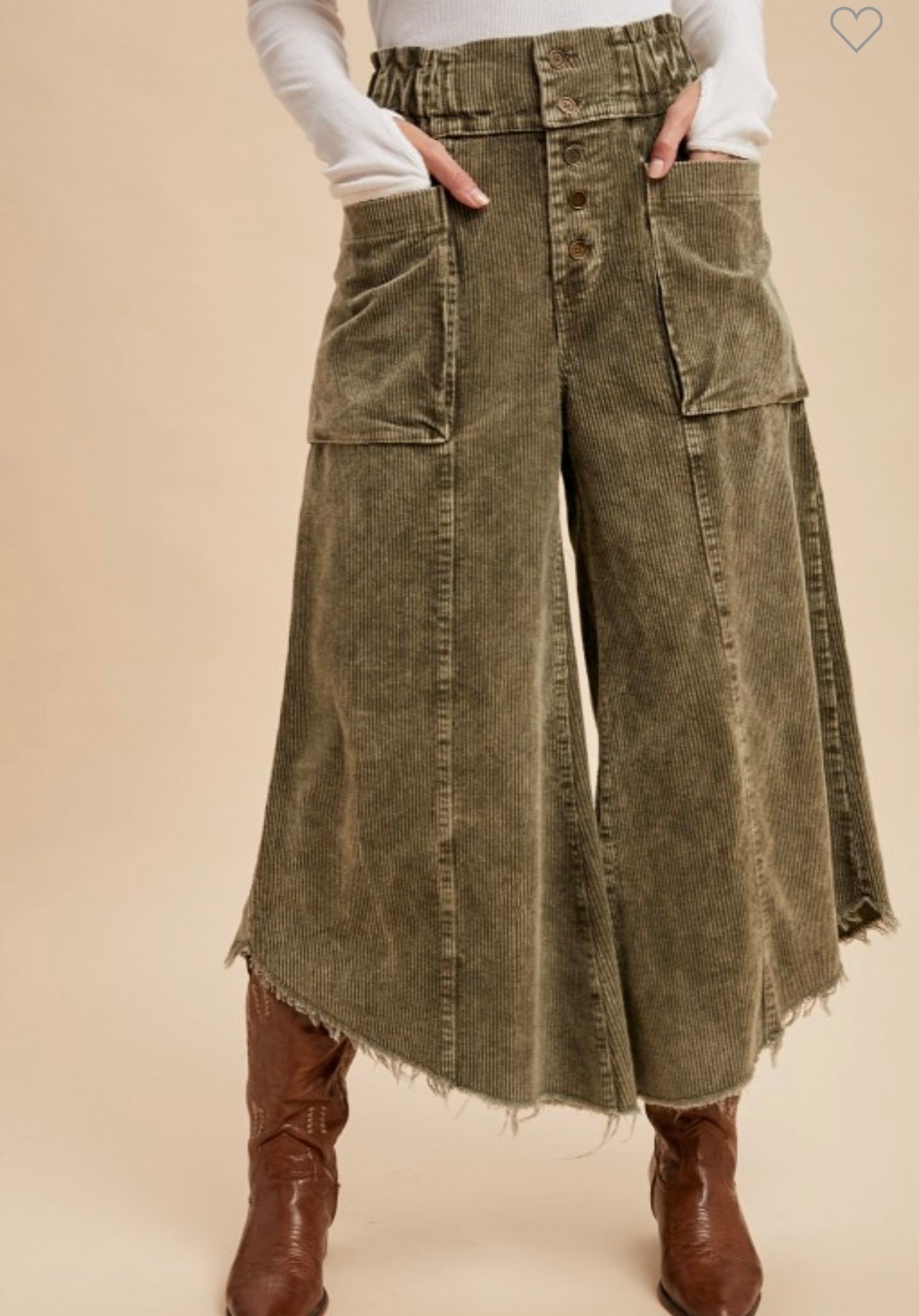 Olive Cord Wide Leg Gouchos Anniewear