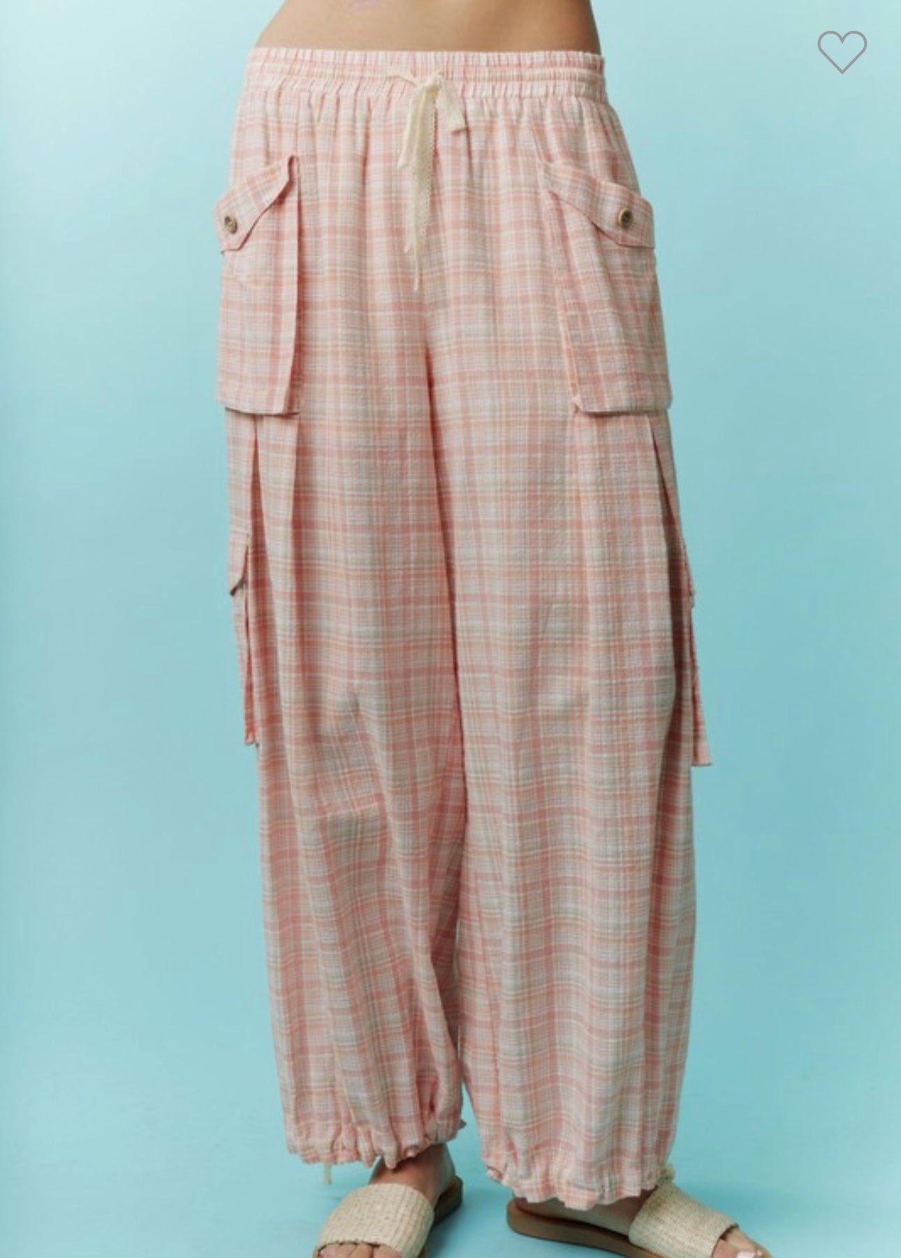 Seeesucker Peach Plaid Joggers