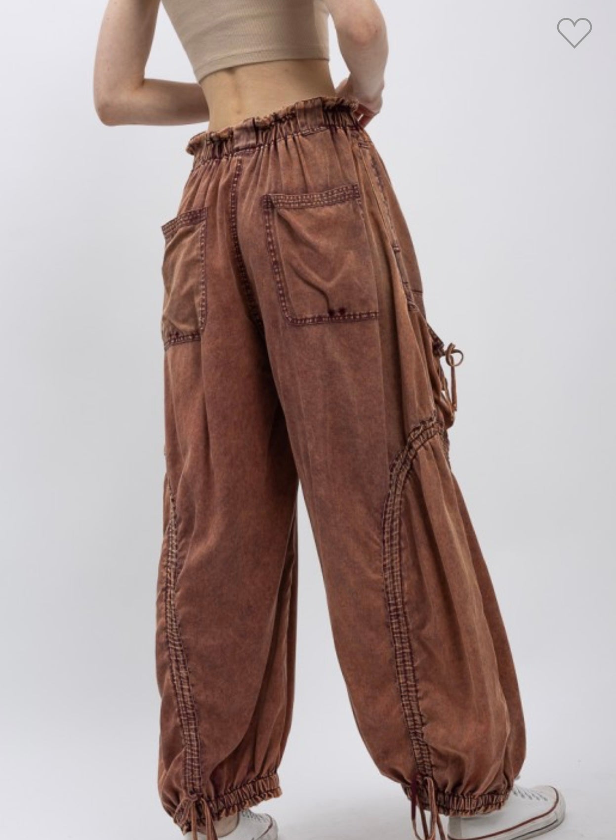 Red Bean Cargo Bow Joggers Blue Velvet