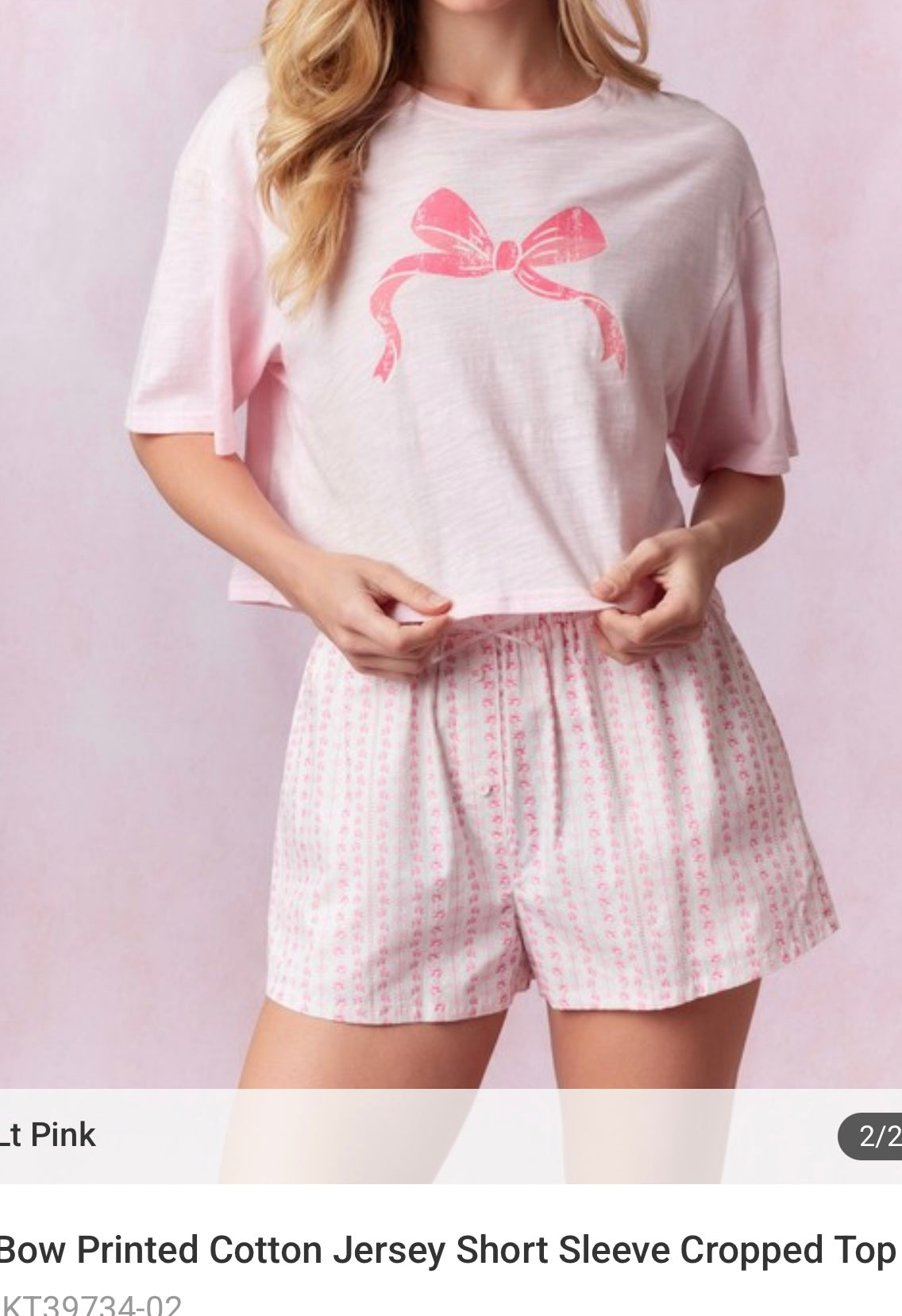 Cropped Pink Bow Tshirt