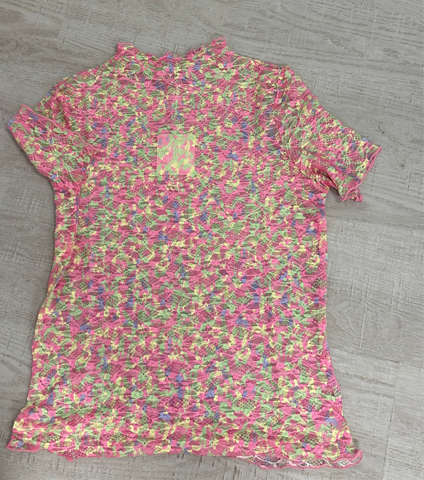 Neon Mesh Short Sleeve Top