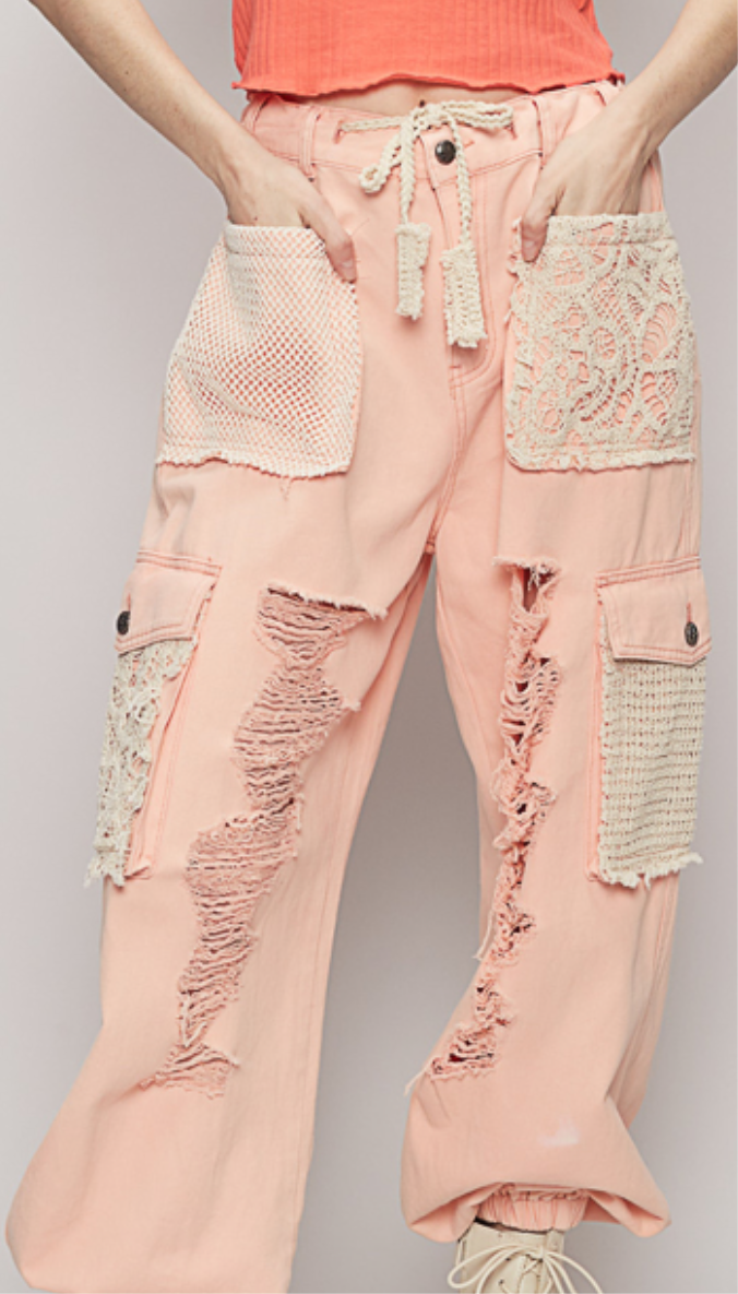 Blush Peach Patch Joggers