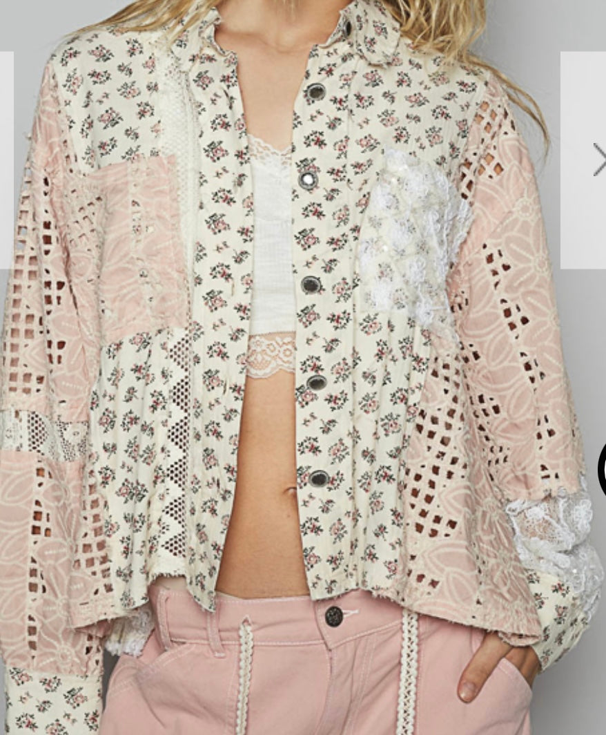 Multi Pink Floral Lace