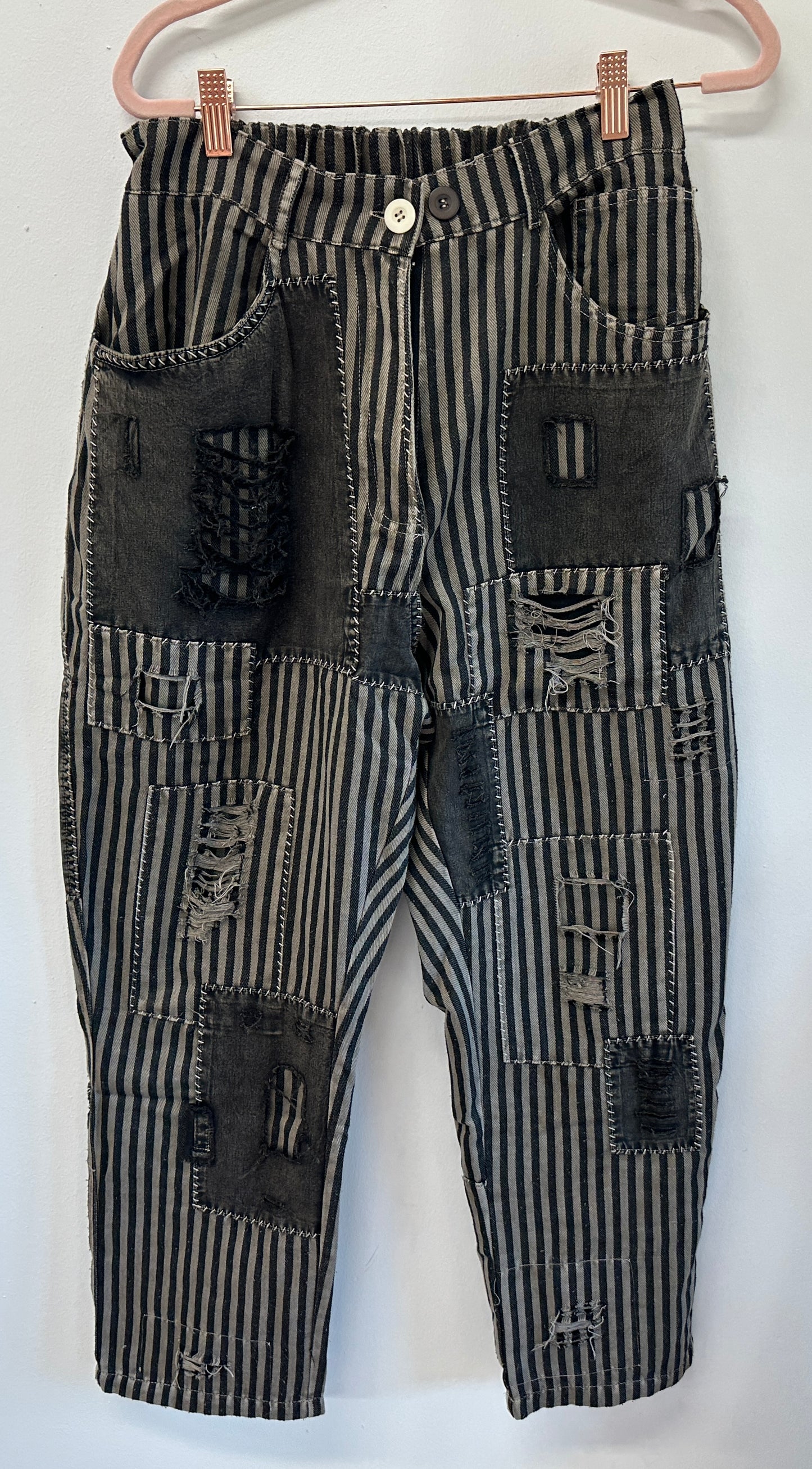 Black Stripe Patch Pants