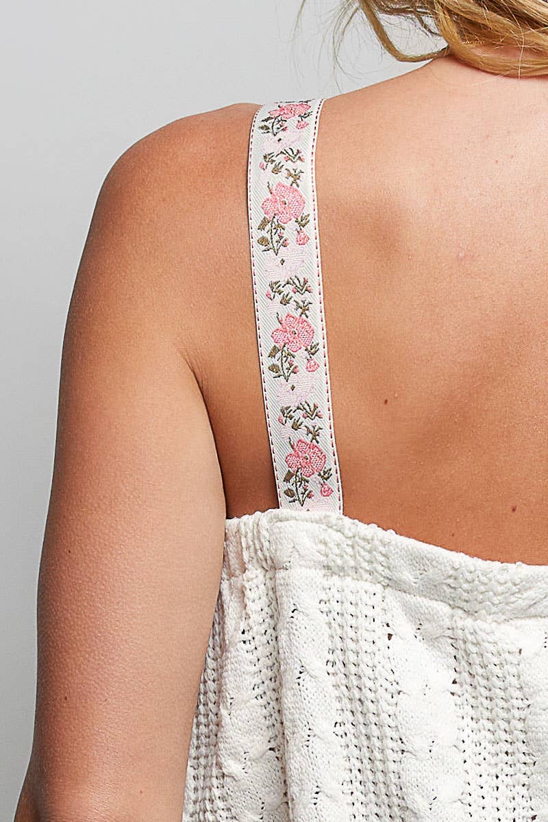 Square Neck Cable Knit Sleeveless Crop Top