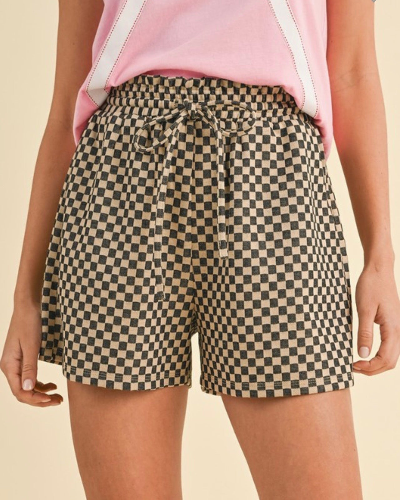 Check Me Out Mocha Check Shorts