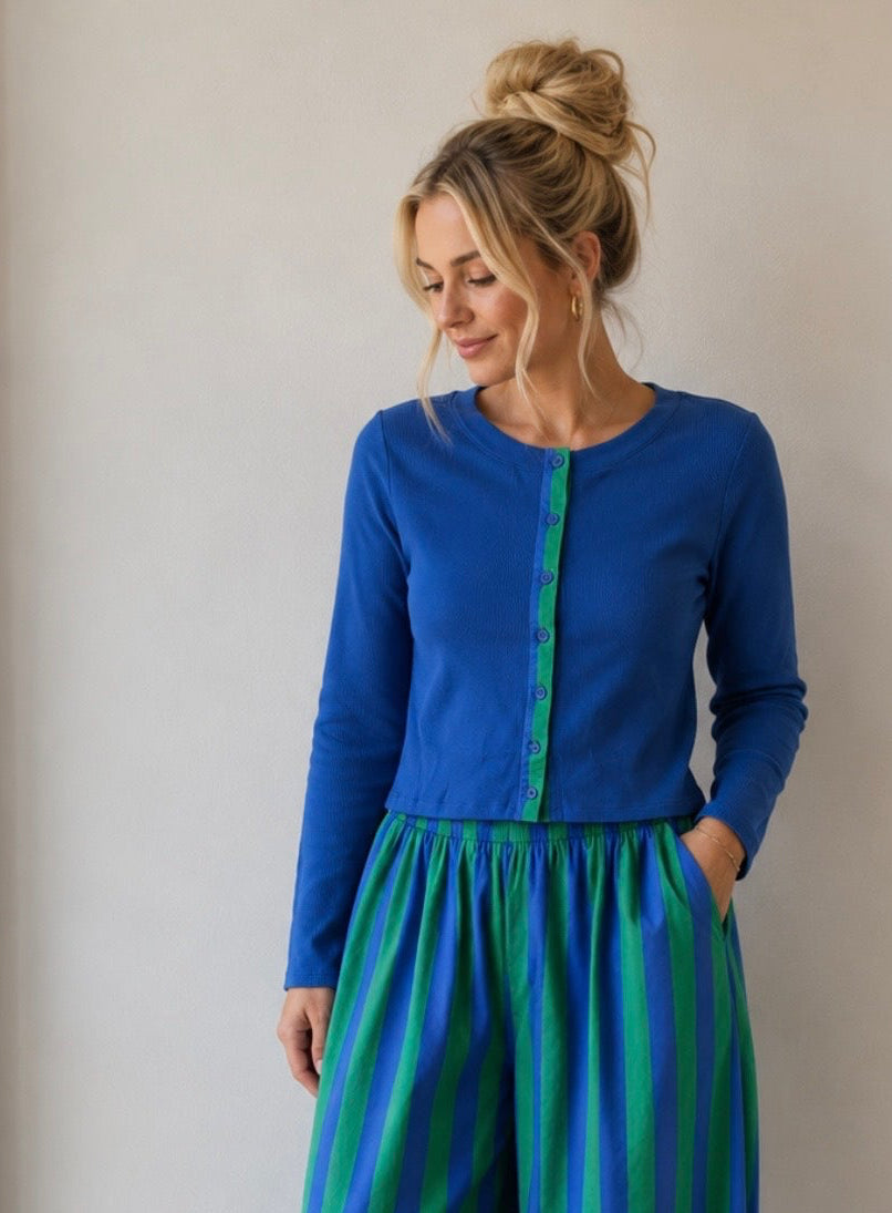 Bucket List Button Down Ribbed Top