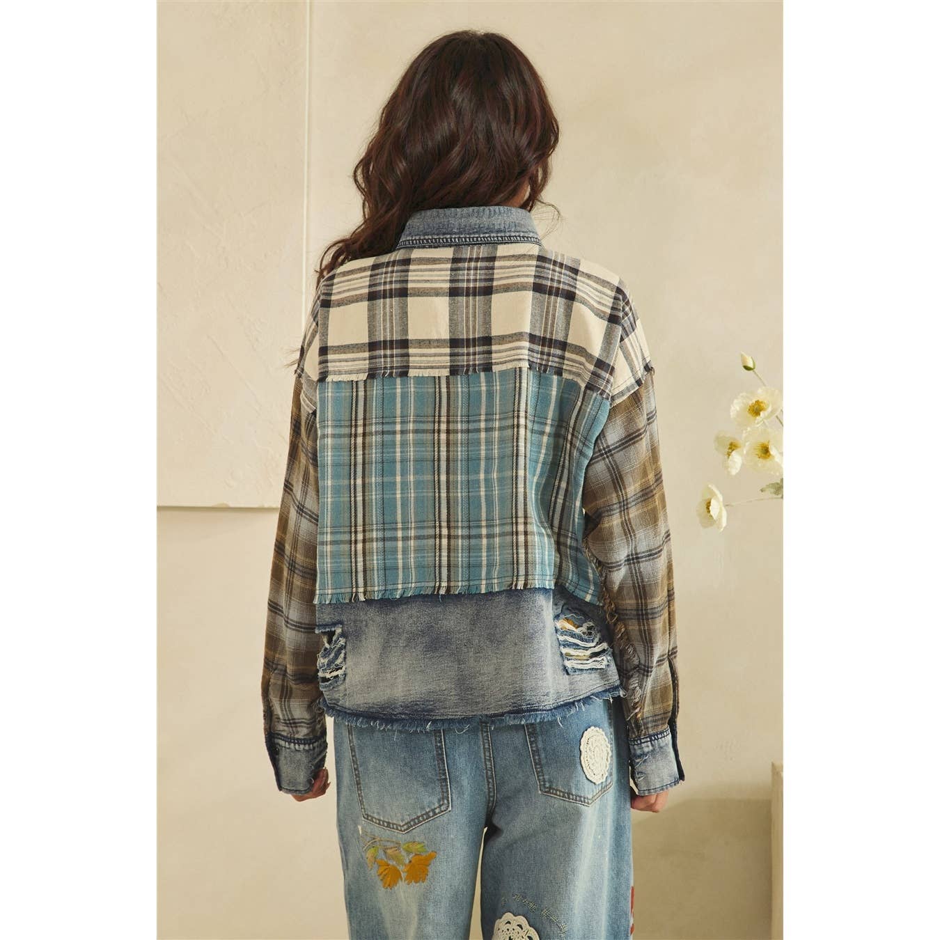 Patchwork Plaid Plaid Top ( Oli and Hali)