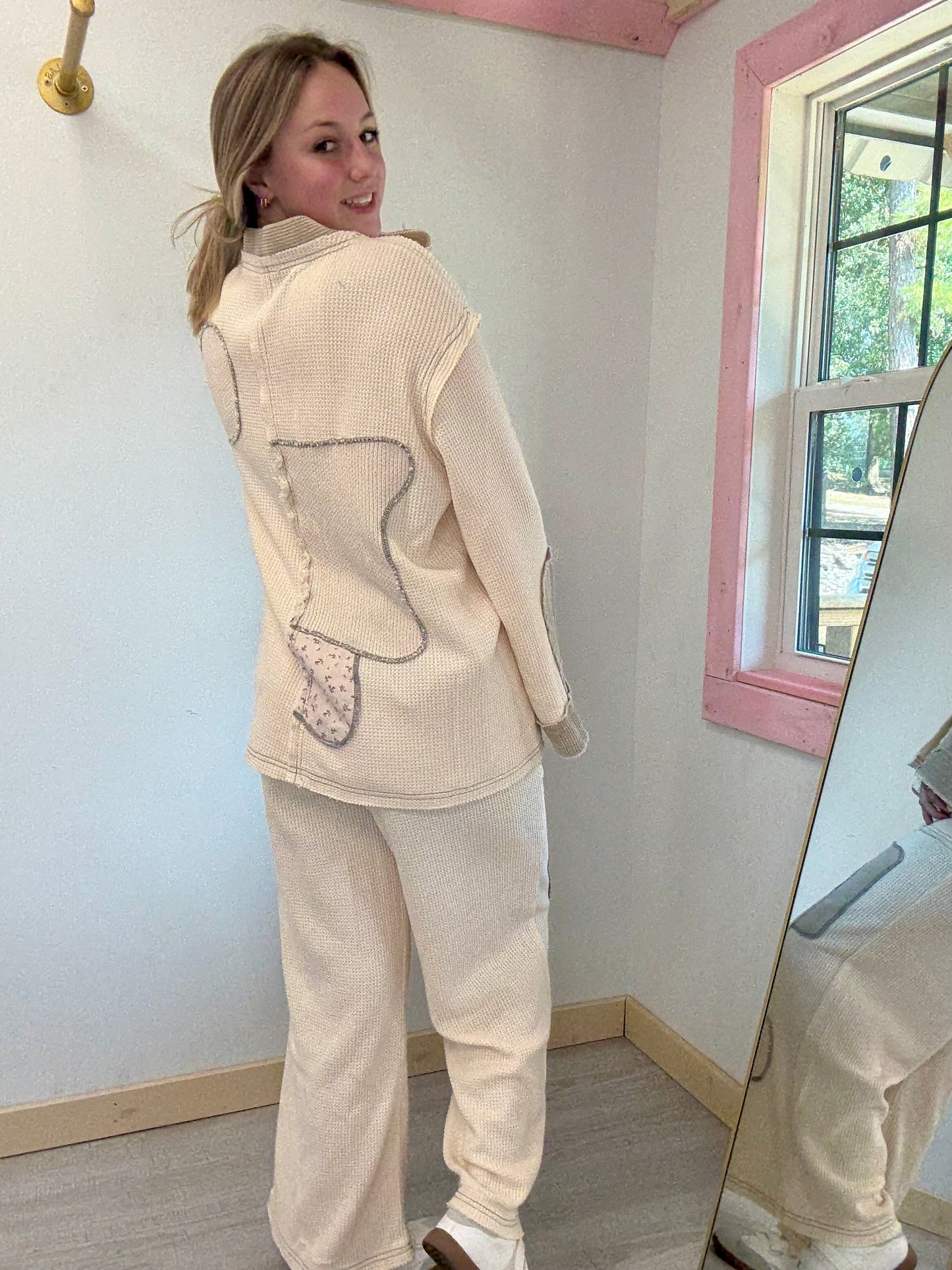 Cream Thermal Cardigan Pol