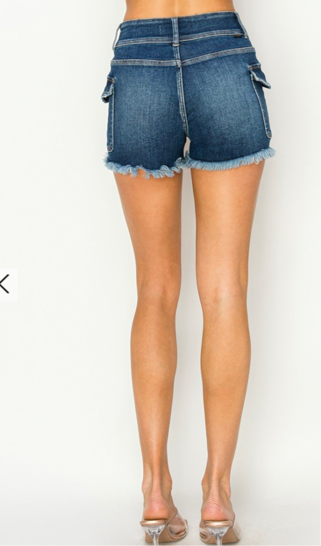 High Rise Cargo Dark Shorts Risen