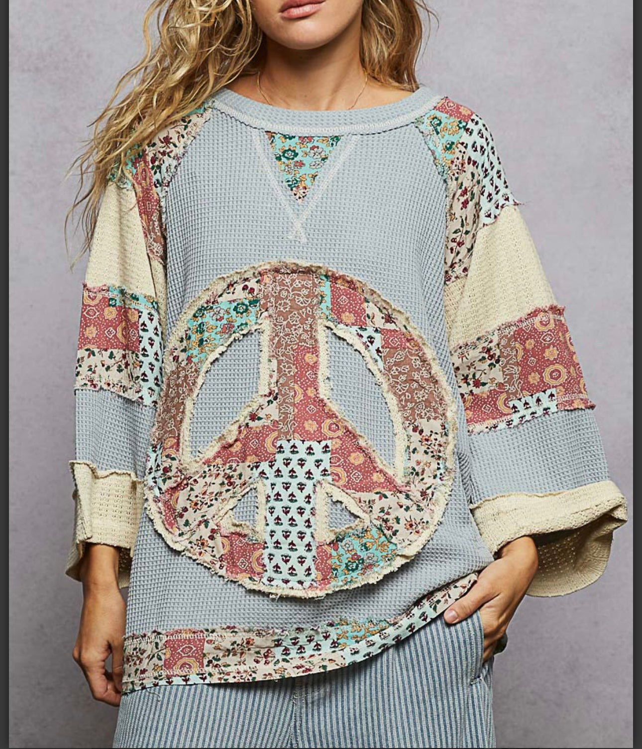 Blue Thermal Peace Top Pol