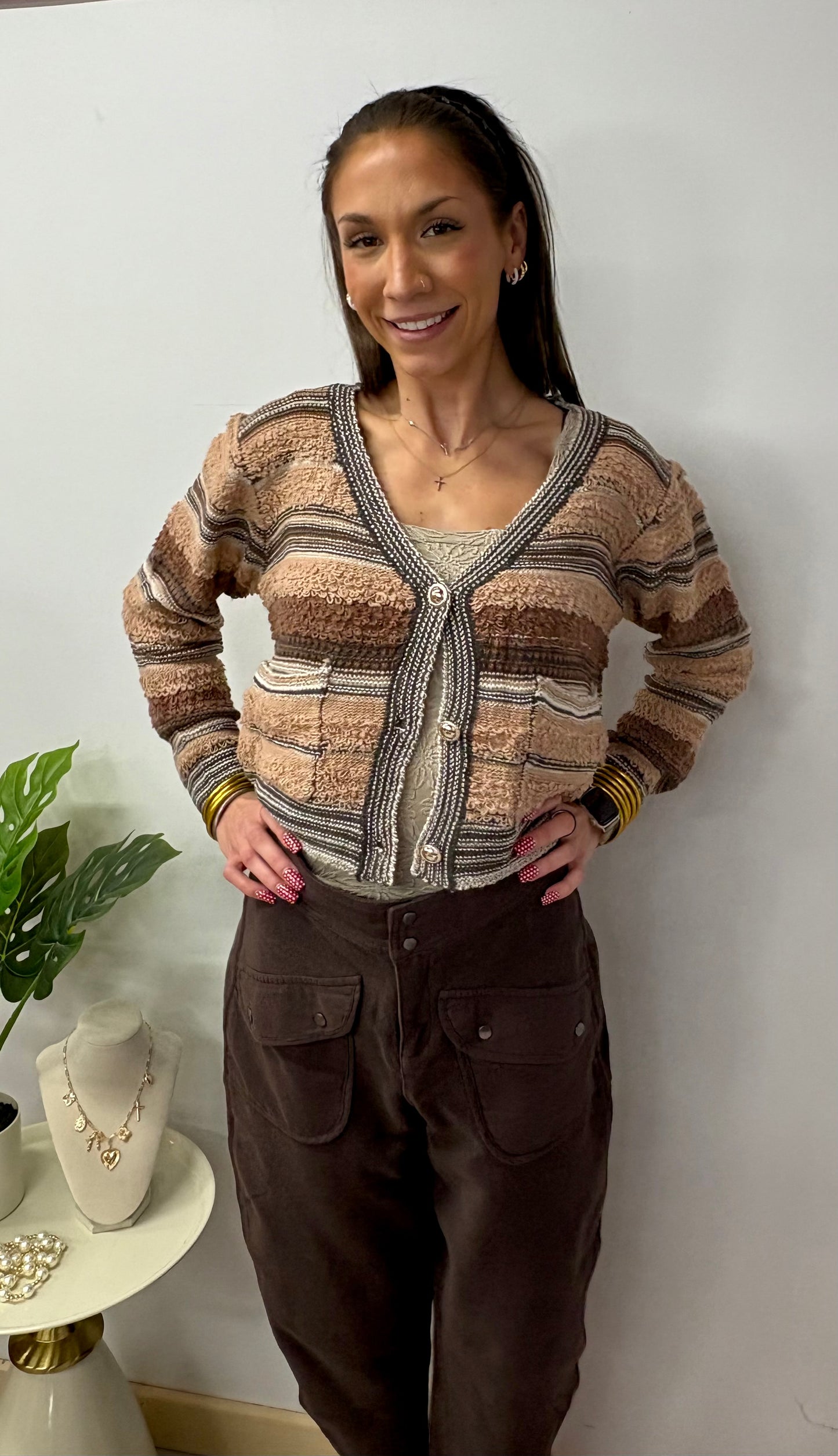 So Me Stripe Multi Colored Button Down Cardigan