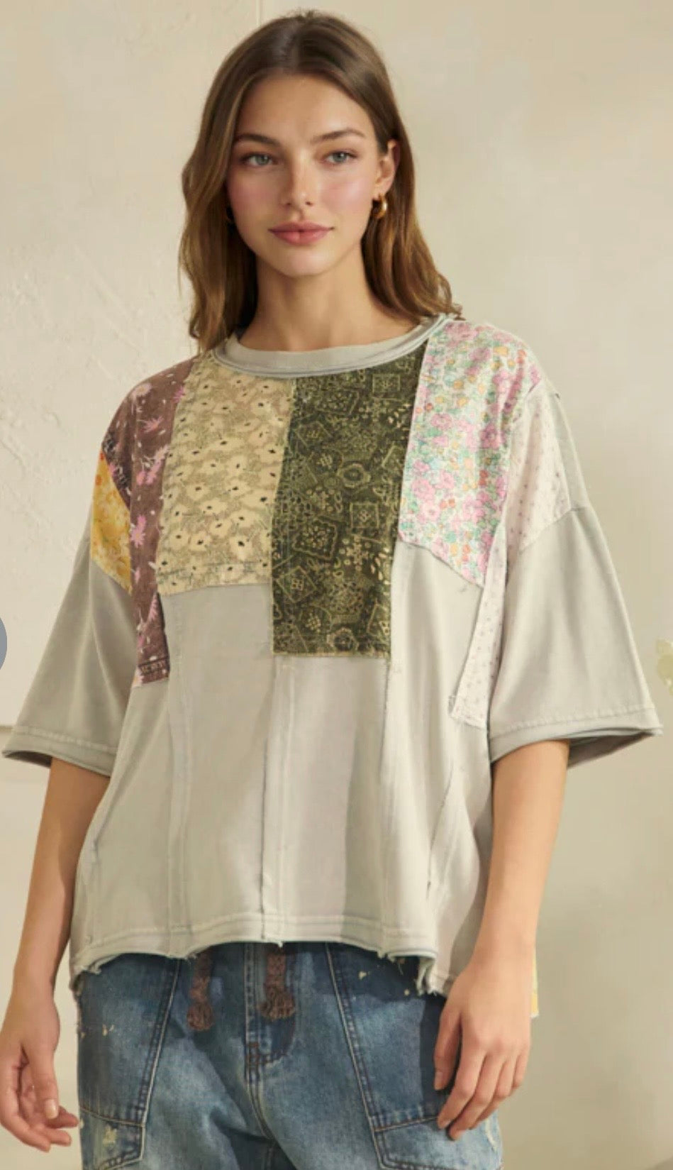 Olive Grove Patchwork Top