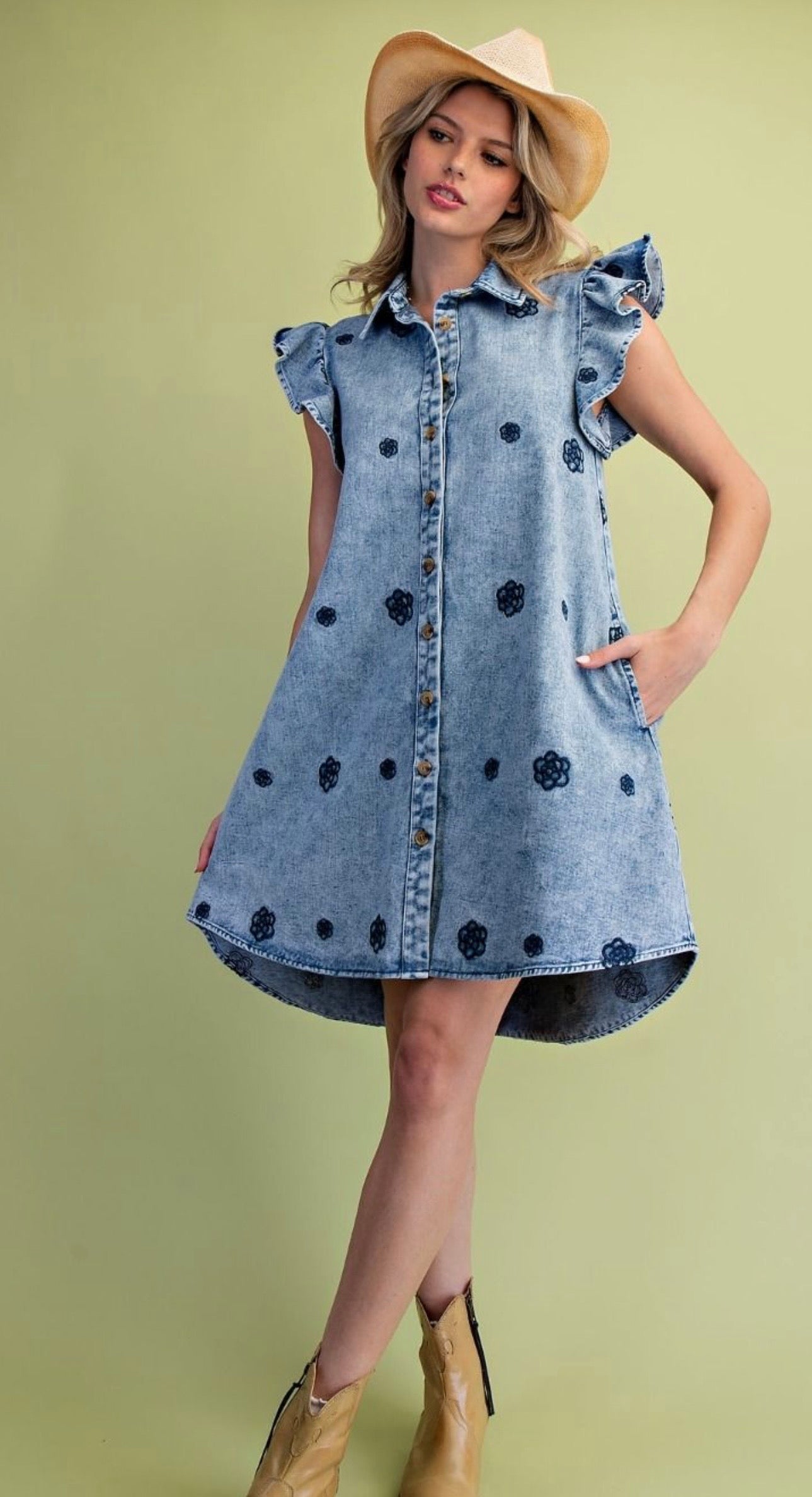 Denim Floral Dress Easel
