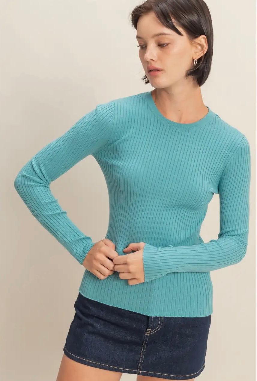 Teal Blue Fitted Top