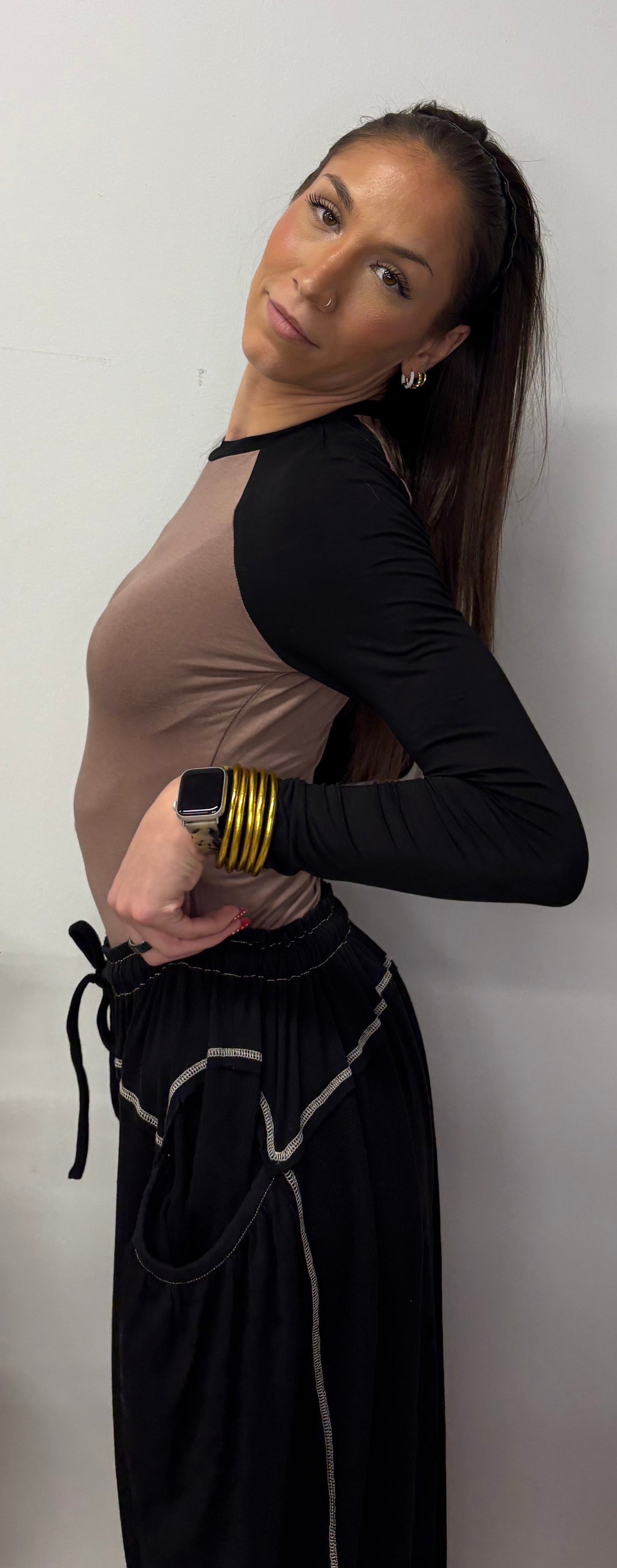 Coffee and Black Varsity Top