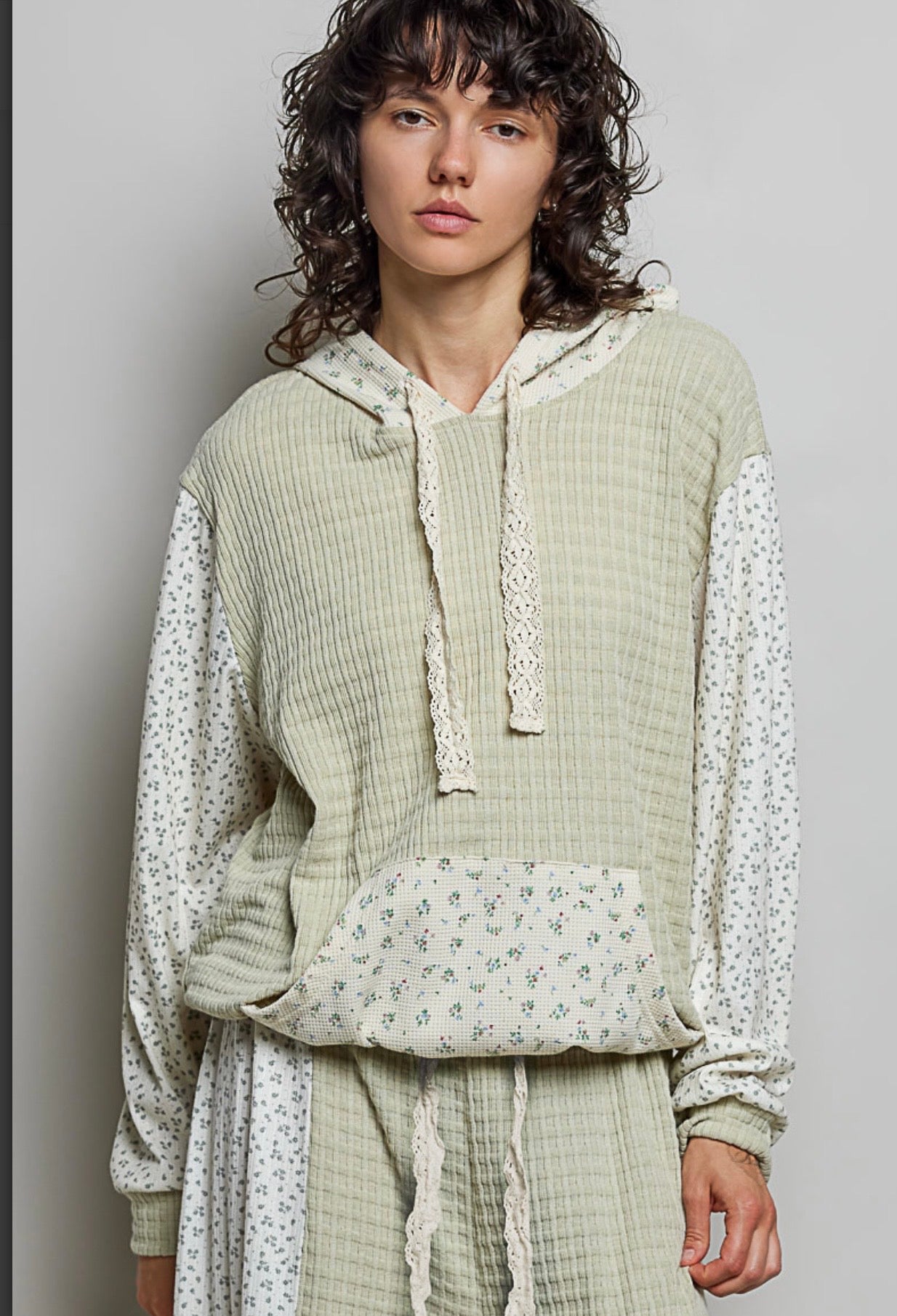 Sage Green Floral Pol Top