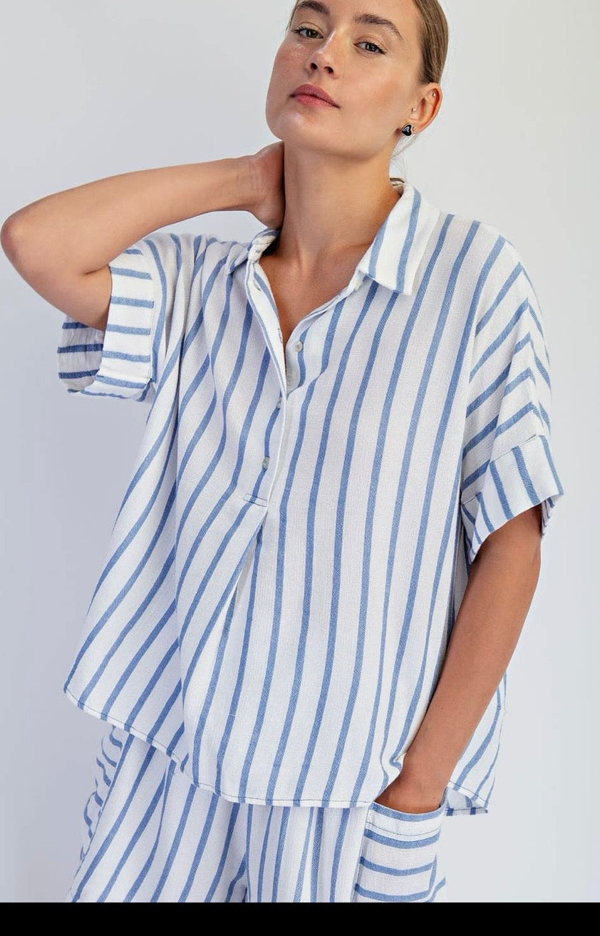 West Coast Blue Stripe Top
