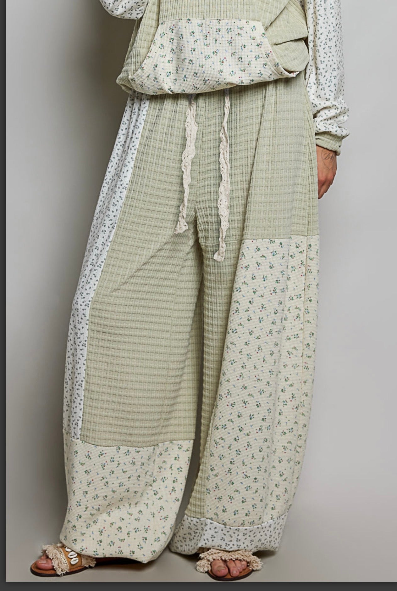 Sage Floral Green Pol Joggers