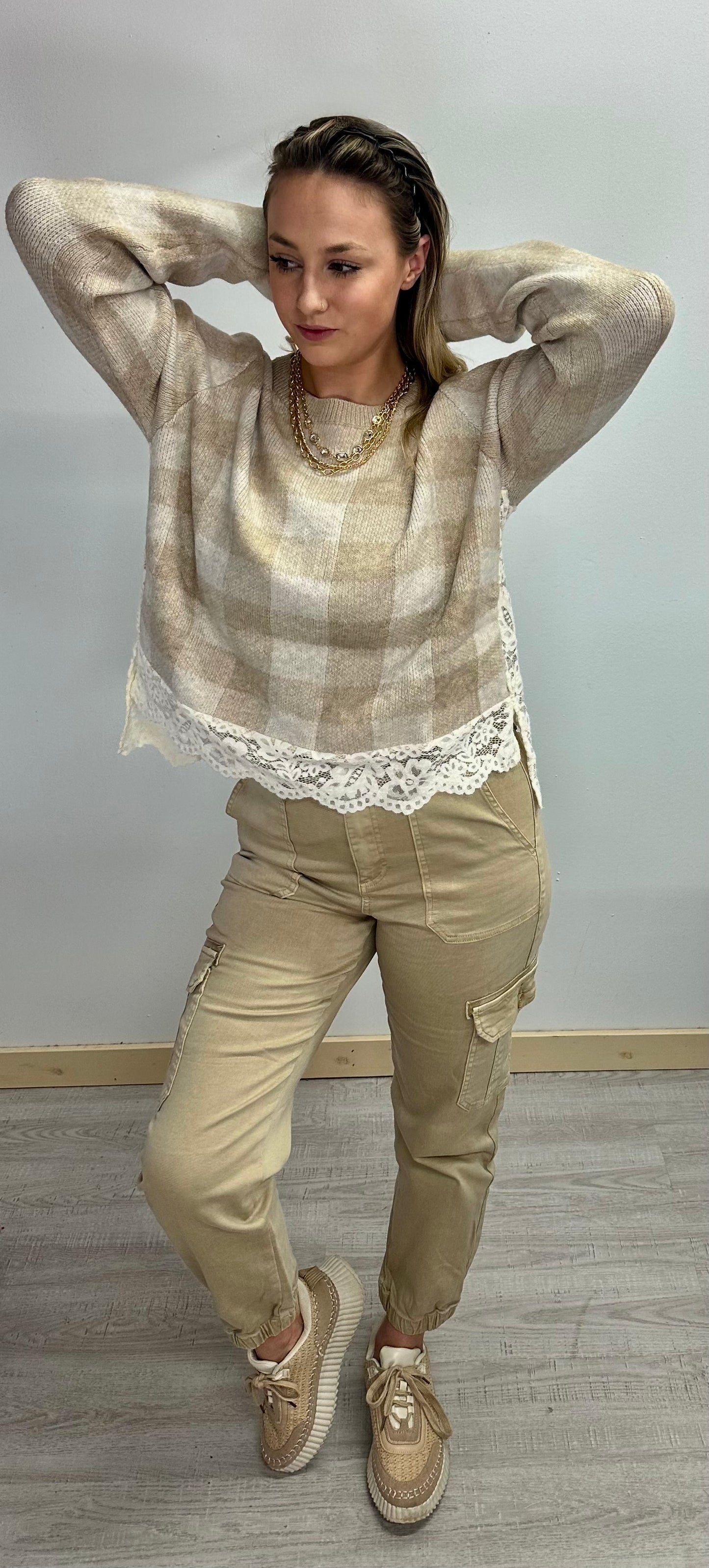 Tan Cropped Joggers by Risen