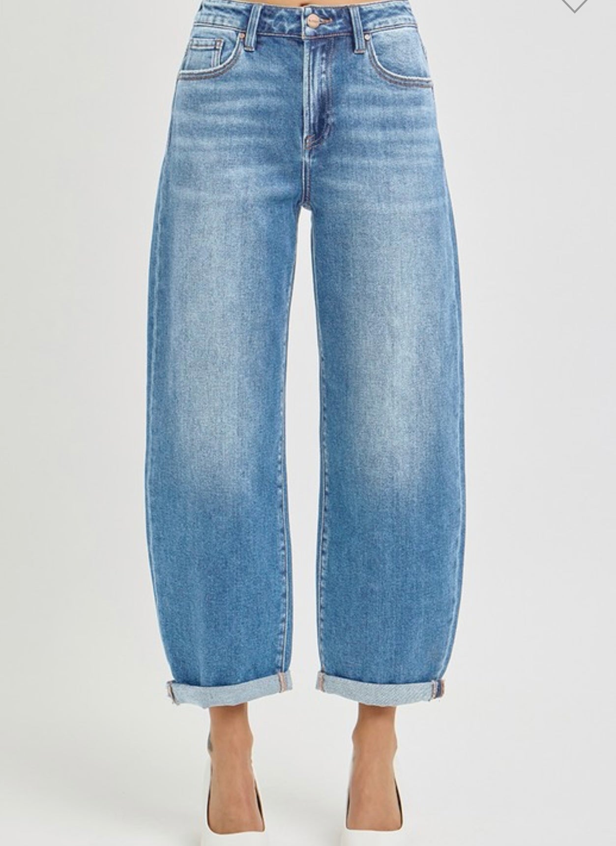 Med Wash Risen Barrel Jeans