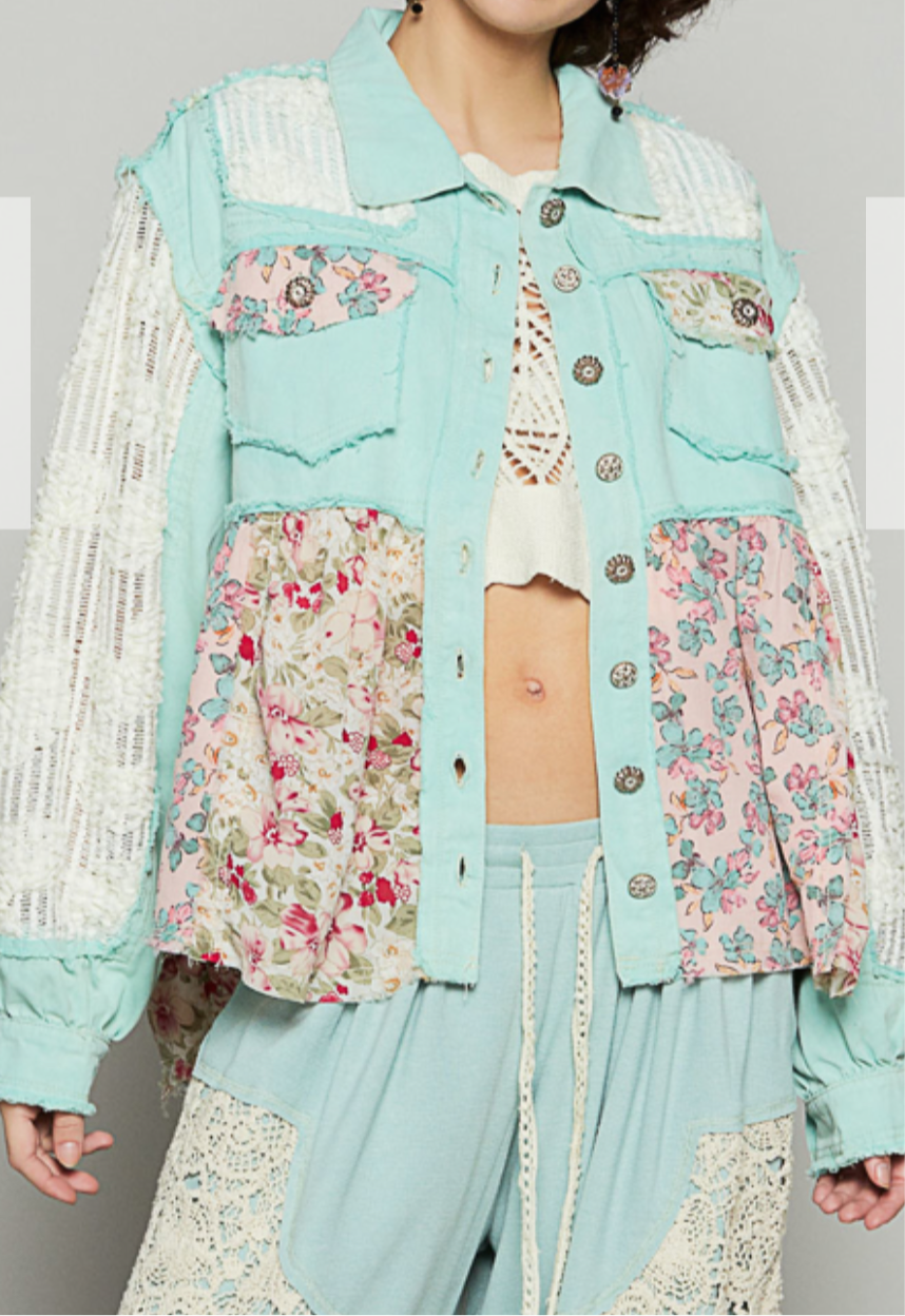 Mint Mary Floral Shacket