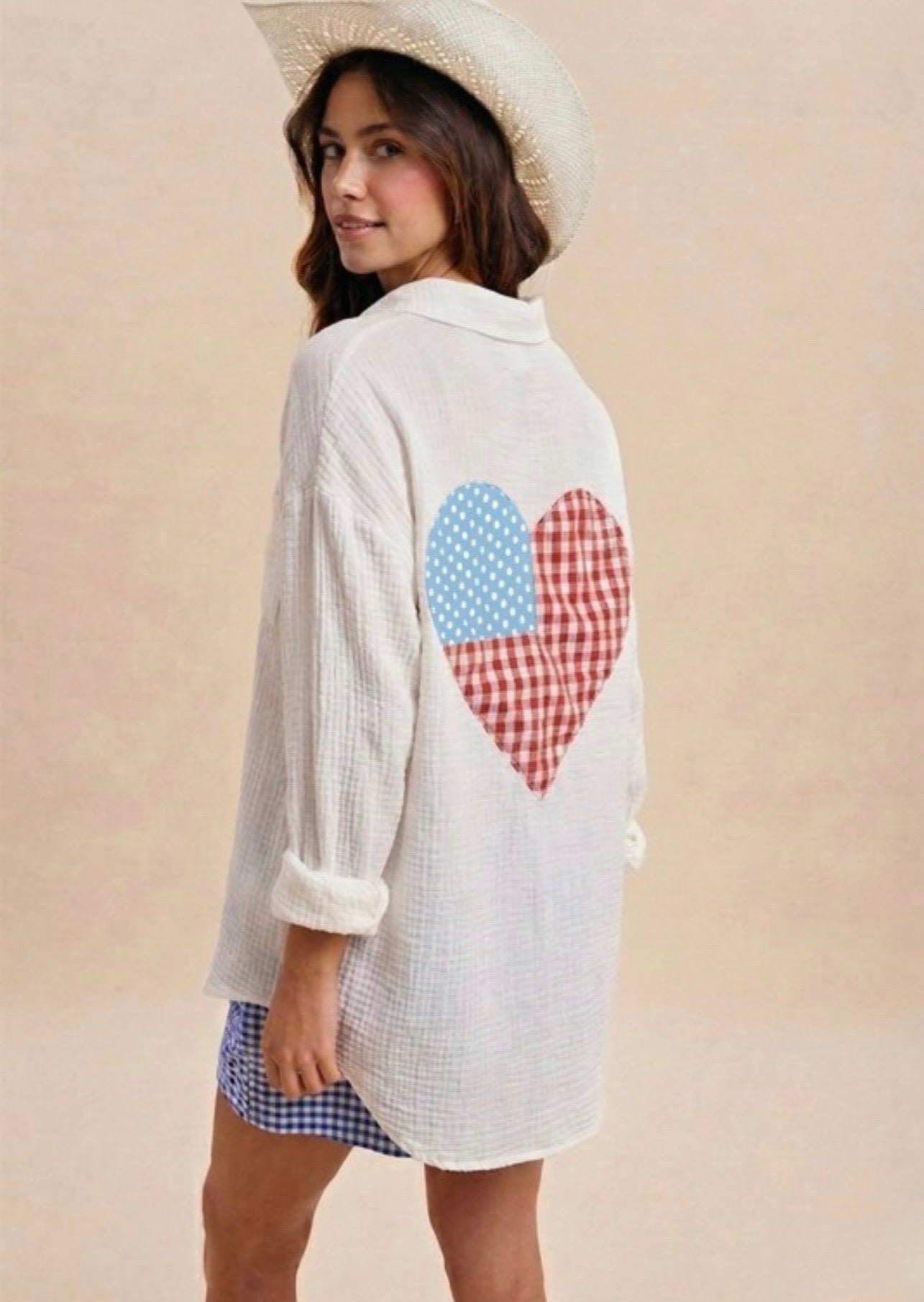 All American Heart Button Up Top
