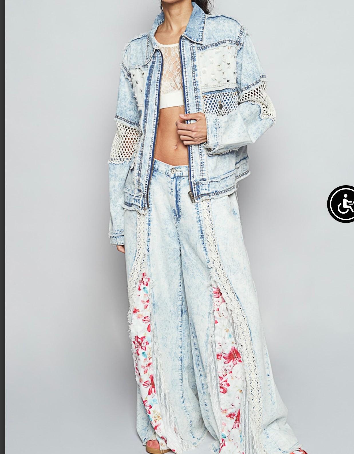 Denim Zipper Multi Pol Jacket
