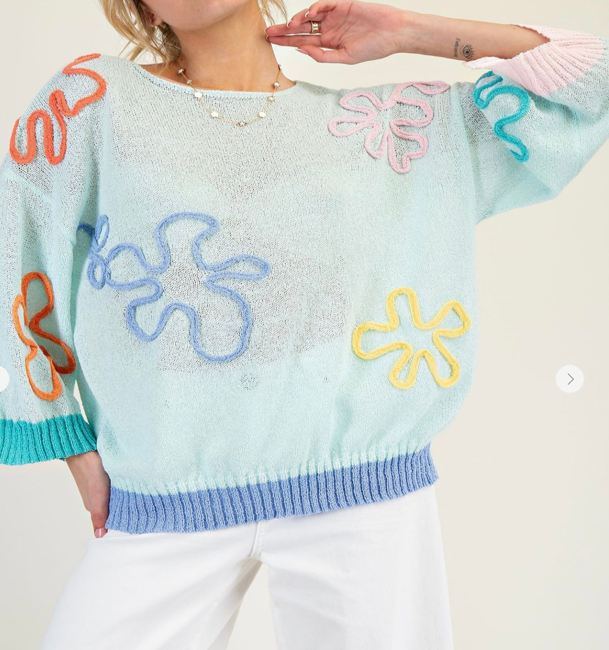 Mint Spring Flowers Lightweight Top ( Easel)