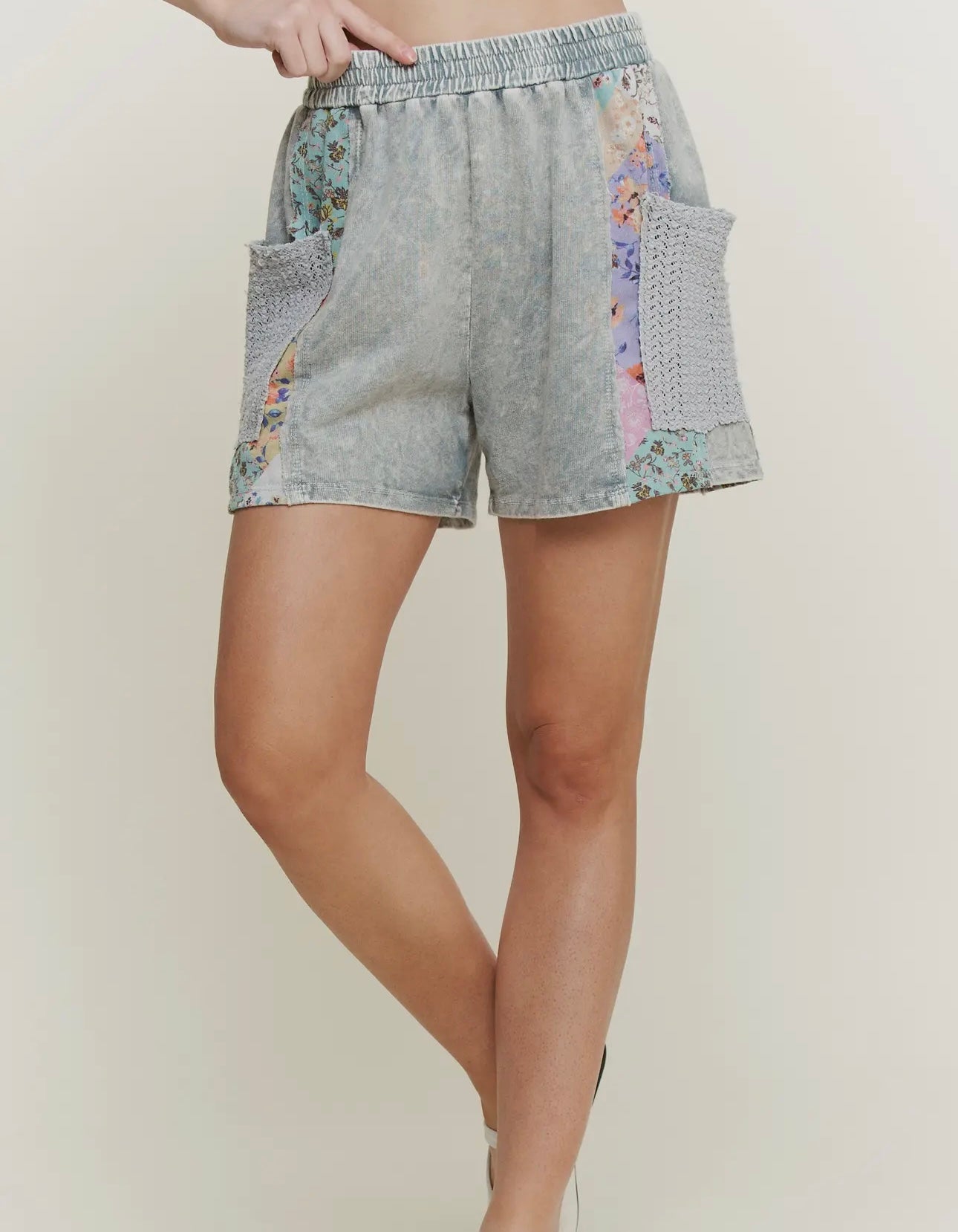 Silver/Grey Boho Flower Shorts