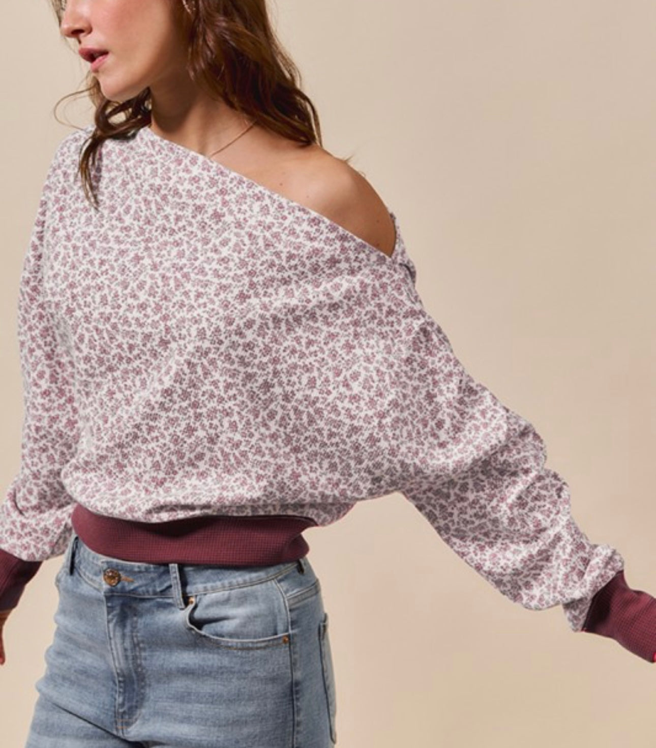 Floral Plum Boat Neck So Me