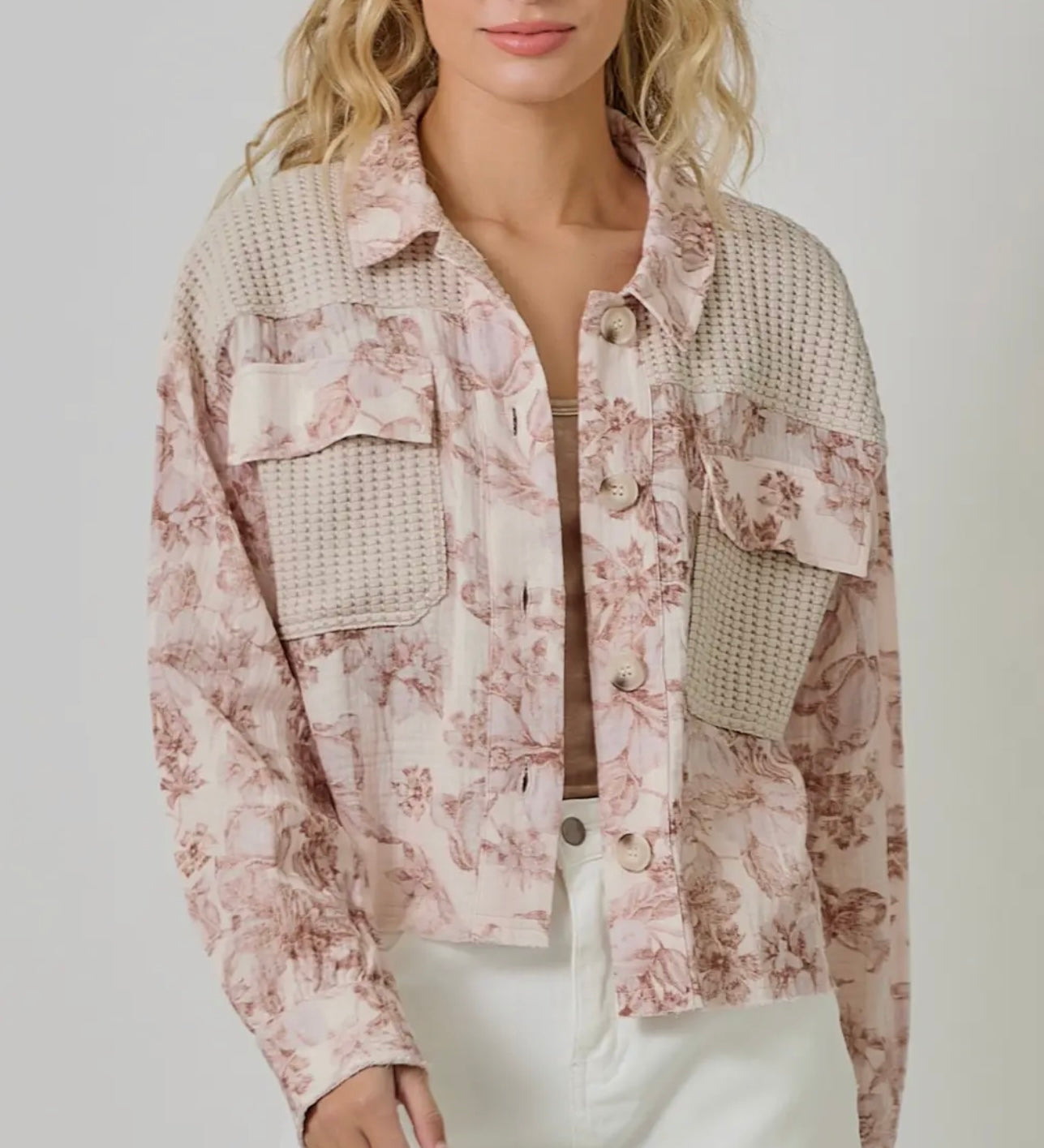 Floral Mix Taupe Shacket