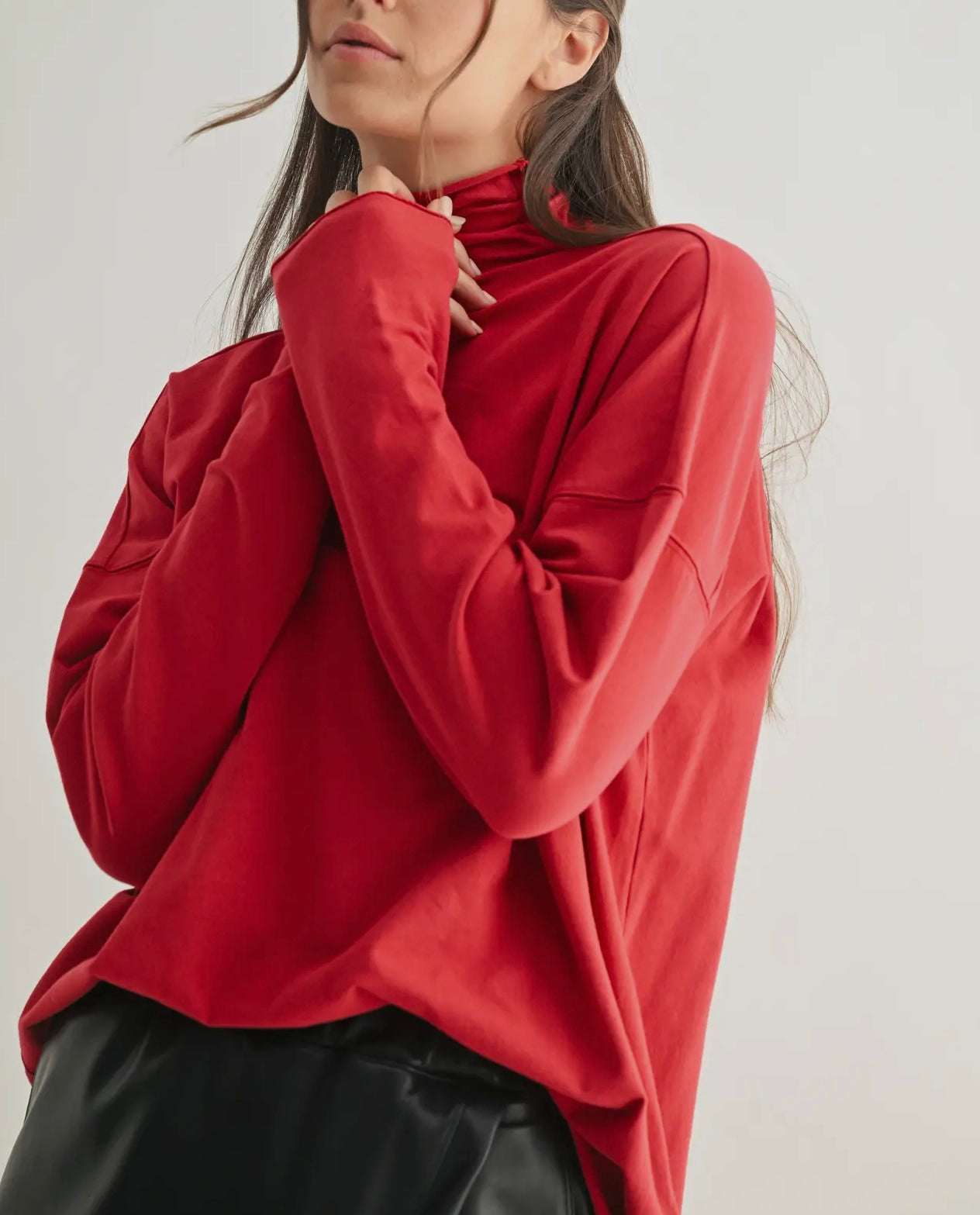 Slouchy Red Turtle Neck Mono B