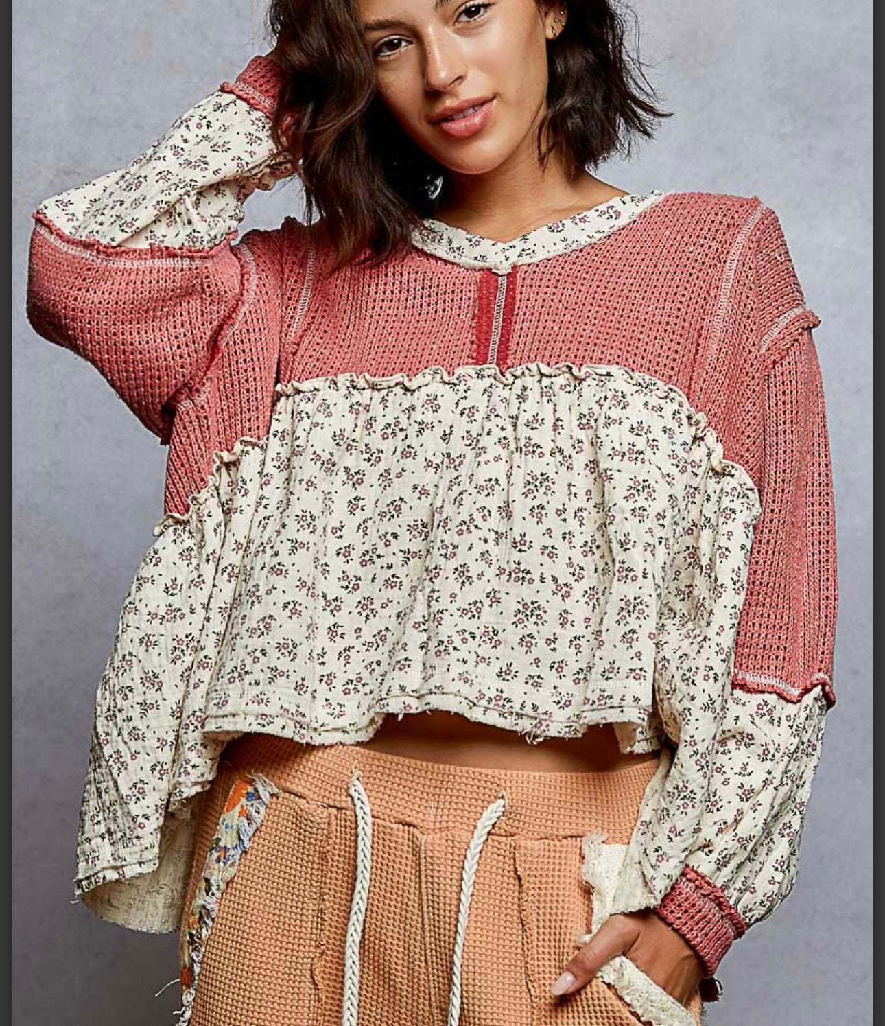 Hibiscus Baby Doll Floral Top Pol