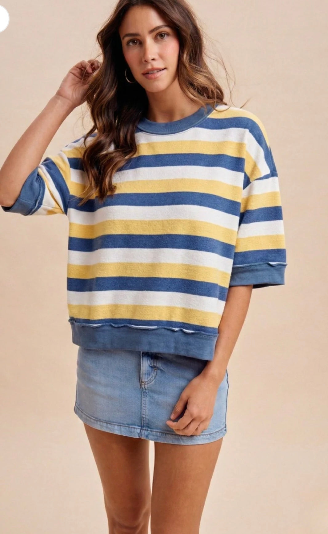 AW Blue and Yellow Stripe Top