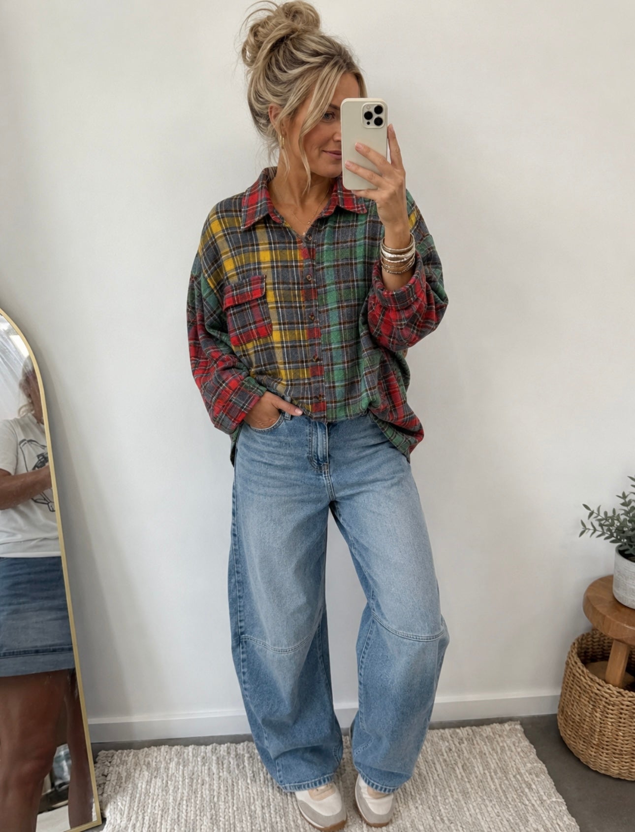 Easel Multicolor Flannel Top