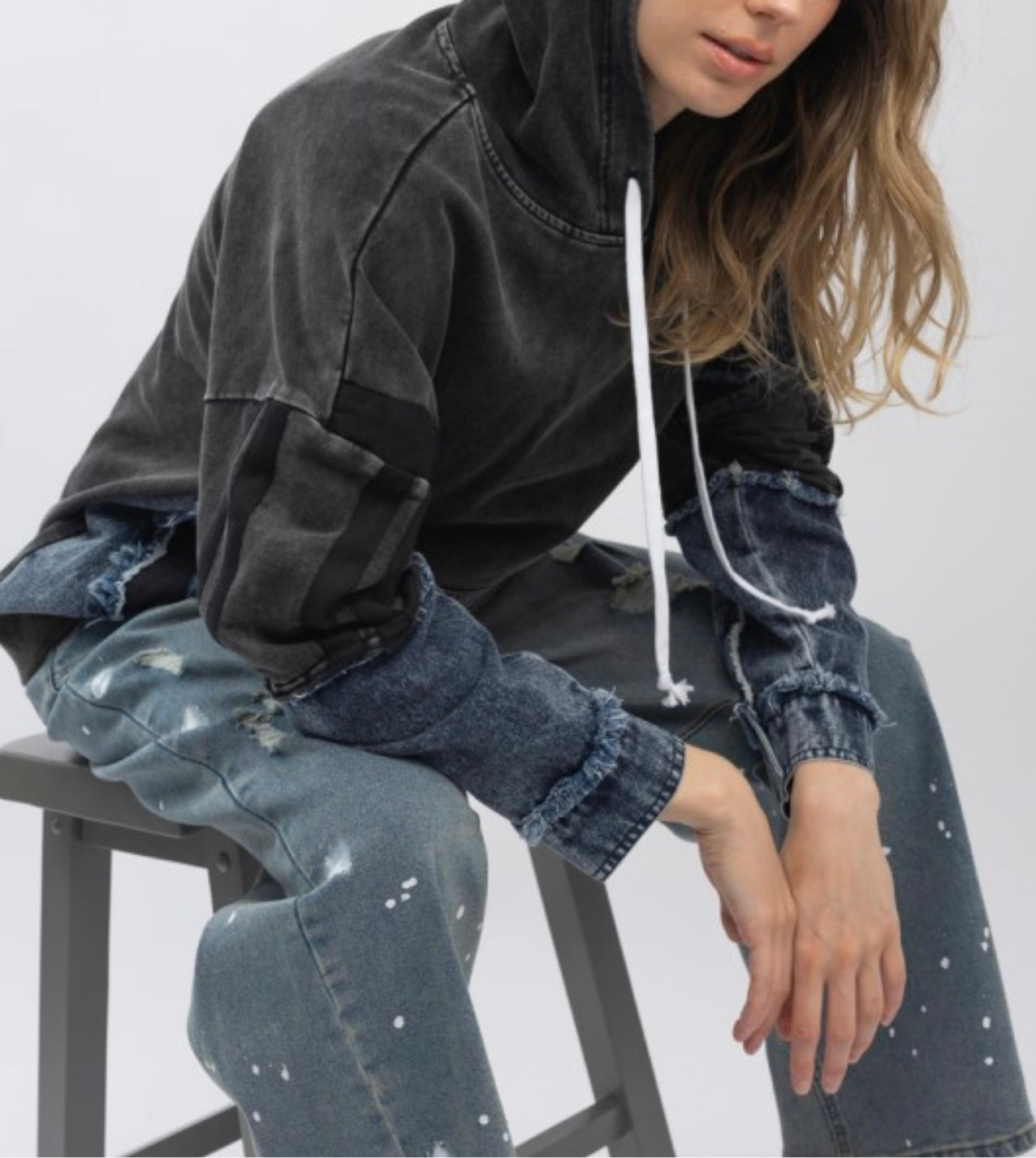 Denim Black Mineral Wash Hoodie Bluevelvet