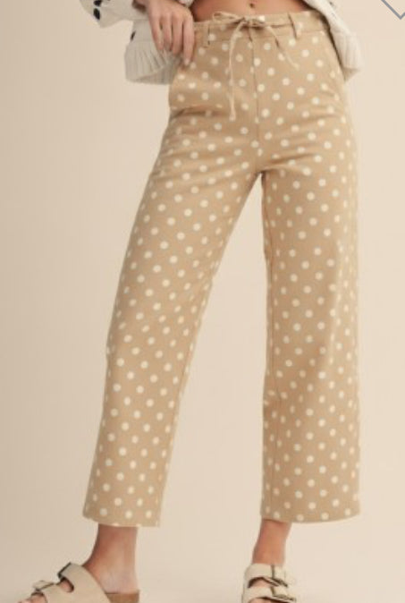 Vintage oatmeal polka-dot jeans
