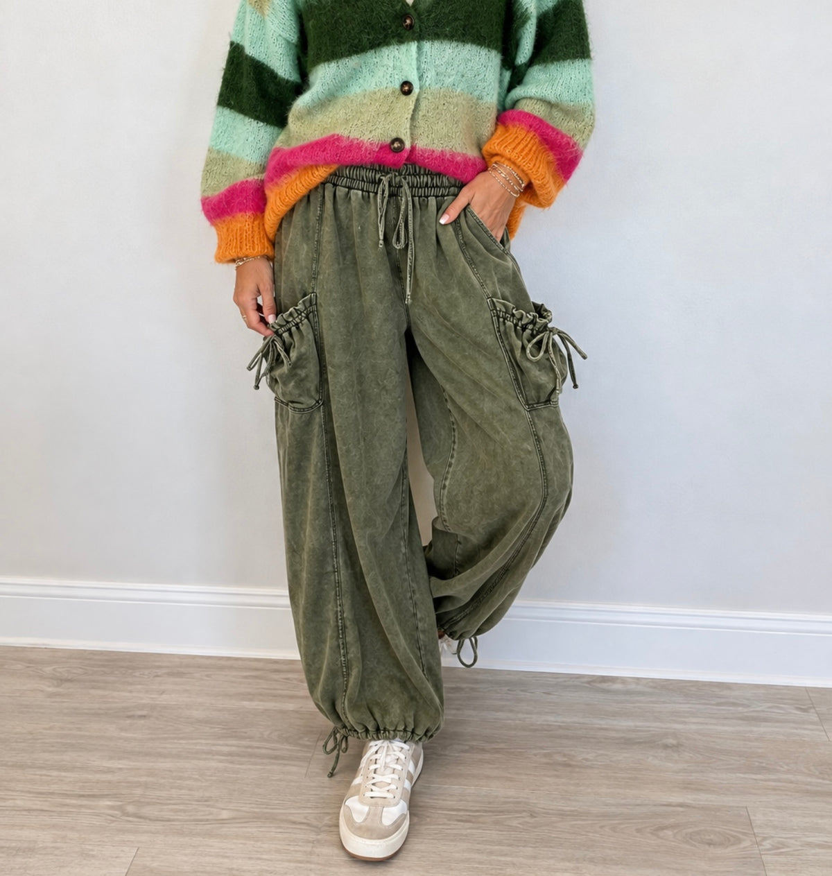 WASHED CARGO DRAWSTRING PARACHUTE PANTS
