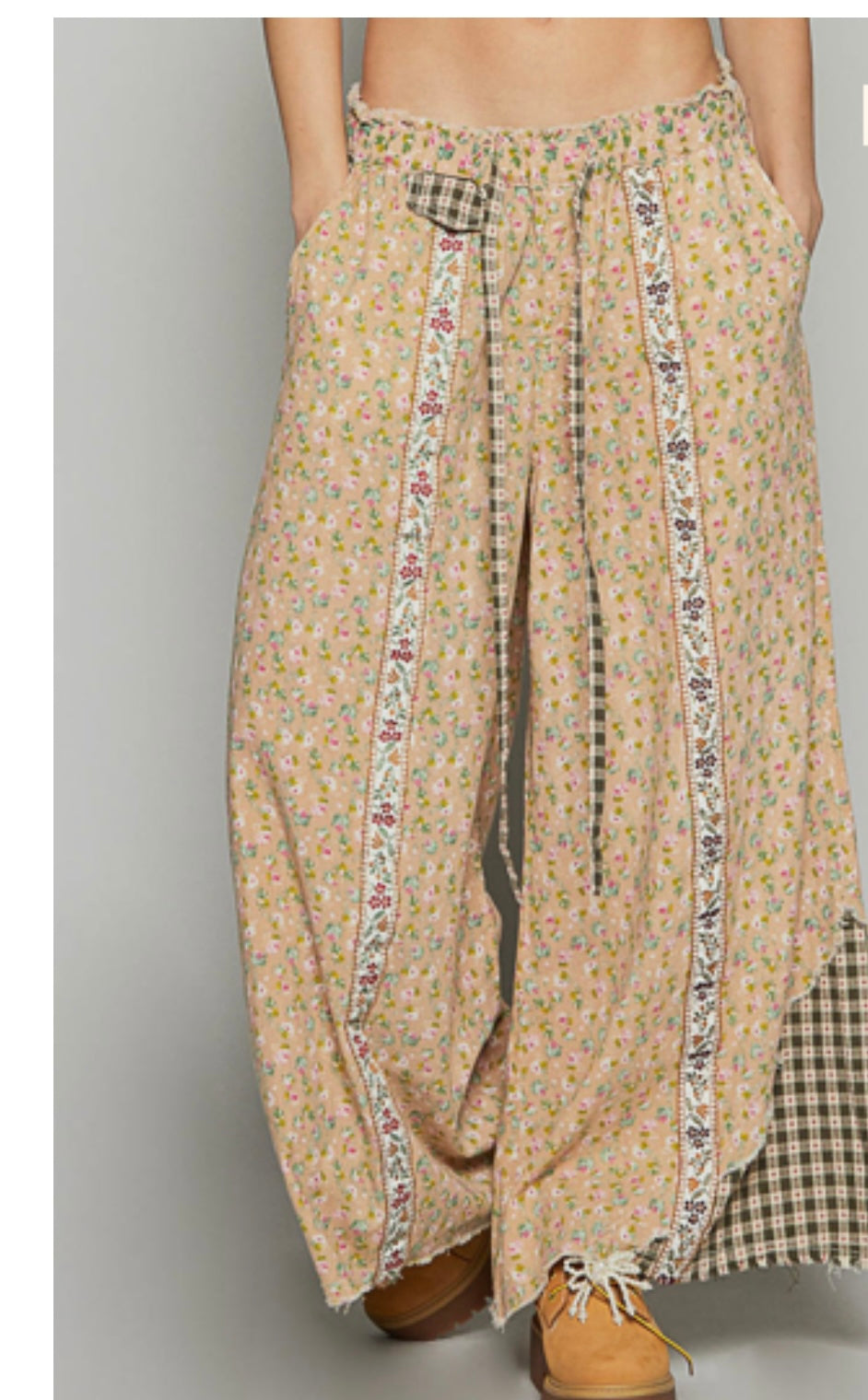 Mocha Tan Floral Pants