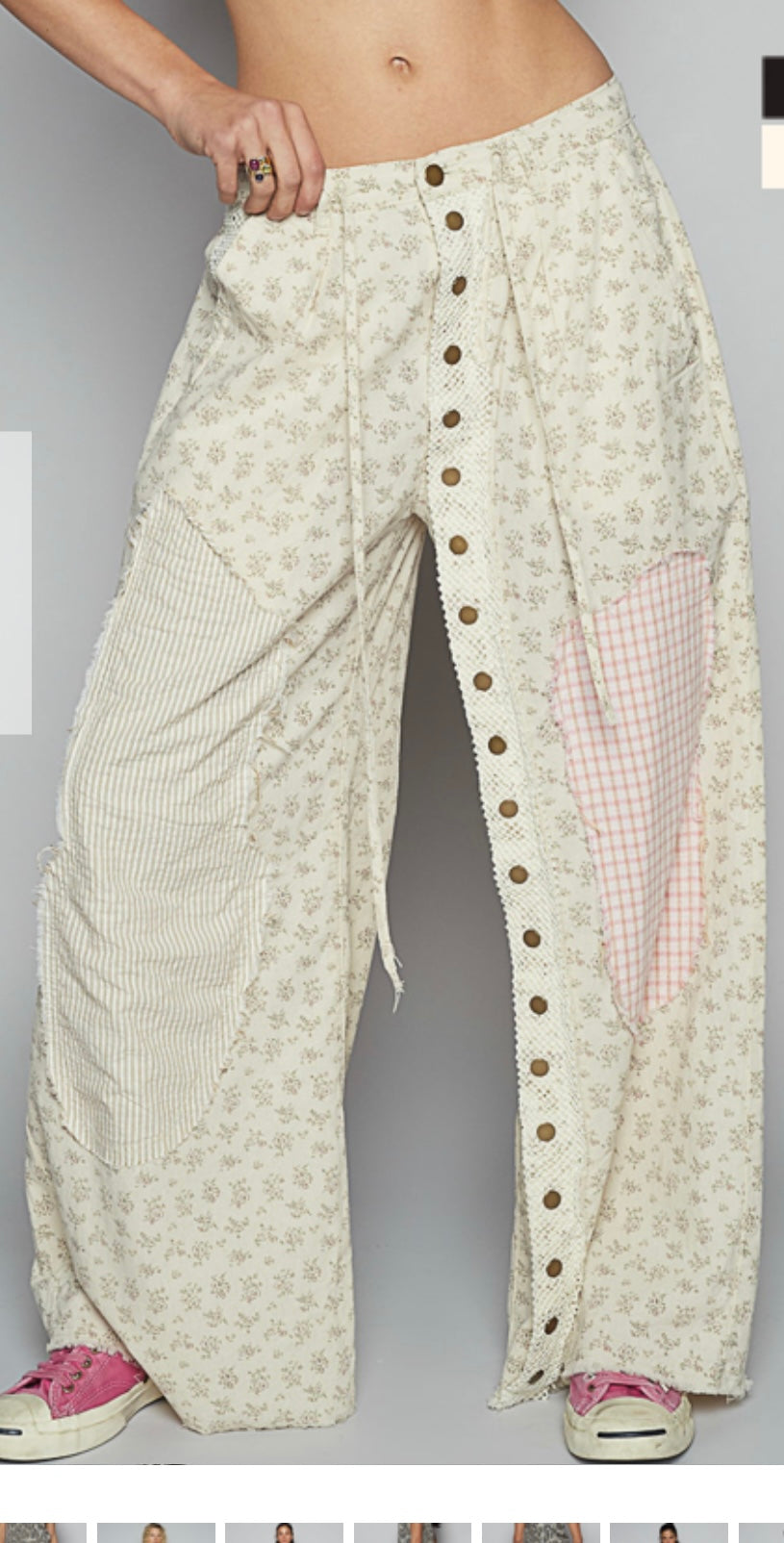 Button Cream and Floral Pants