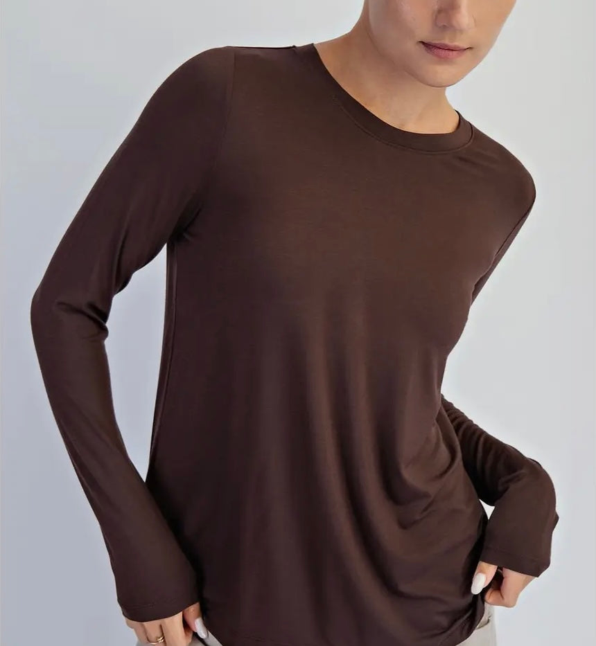 Espresso Elevated Essential Long Sleeve Basic Rae Mode