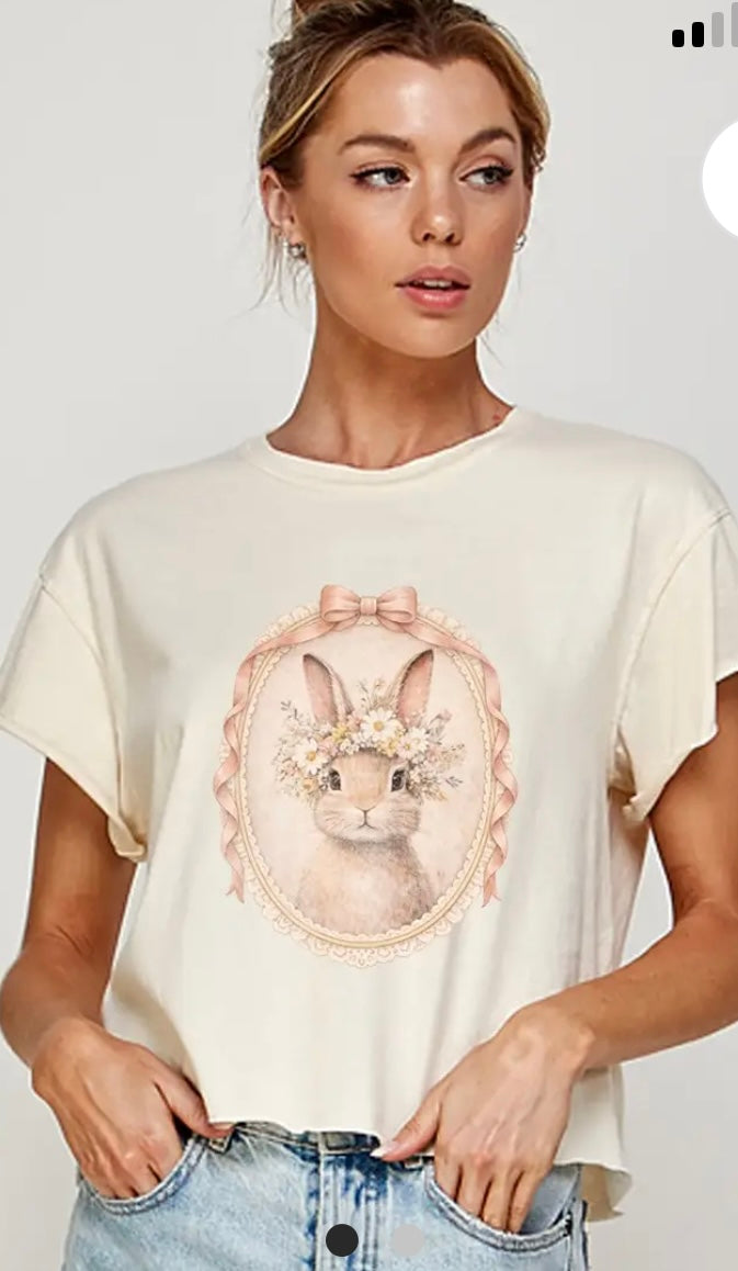 Easter Rabbit Crop Tshirt
