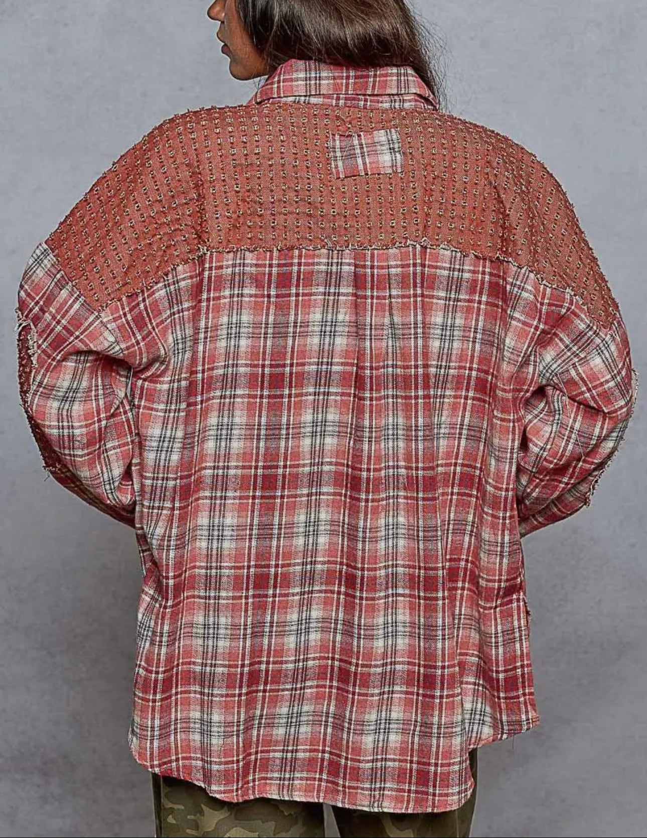 Red Flannel Plaid Button Up Top POL
