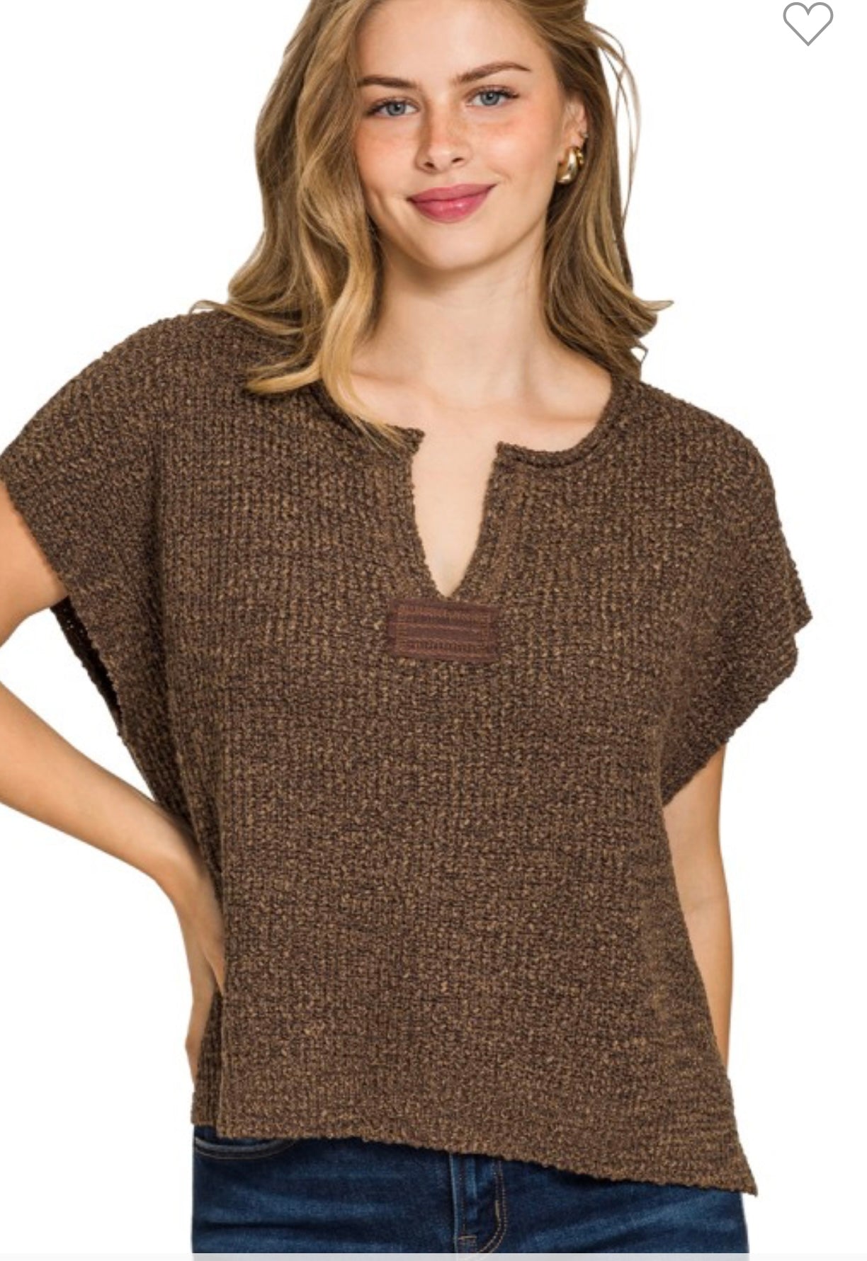 Z Brown V Split neck Sweater