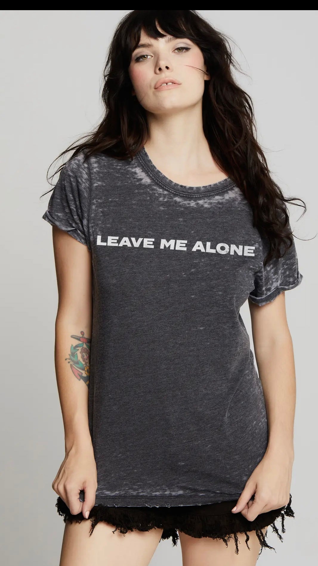 Black Burn Out Leave Me Alone Top Recycled Karma
