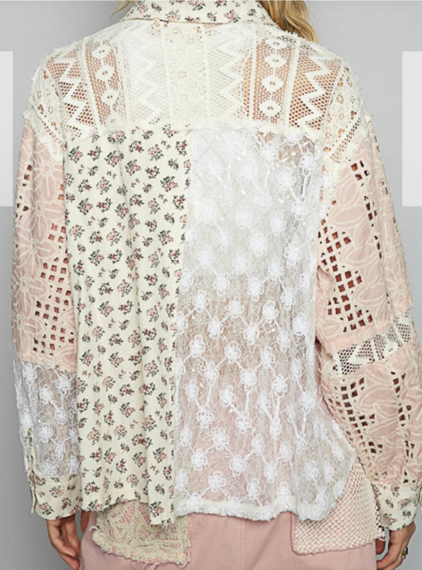 Multi Pink Floral Lace