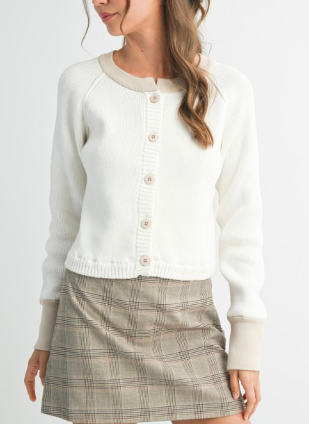 Gracelyn Cream and Beige Cardigan Aemi
