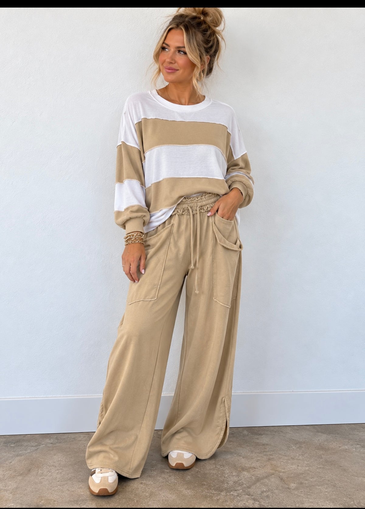 Lov Lov Oatmeal Tulip Mineral Wash Relaxed Pocket Pants